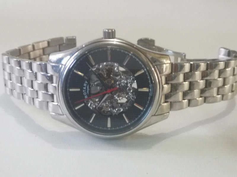 Designer Rotary men's black dial stainless steel bracelet watch Size ONE SIZE - 7 Thumbnail