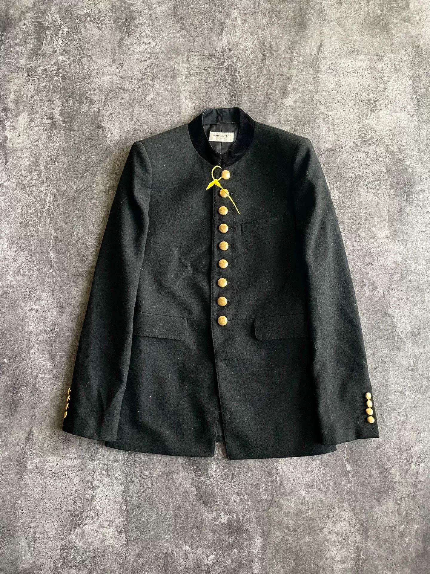Saint Laurent Paris elegant black velvet collar jacket with gold buttons. Size US S / EU 44-46 / 1 - 1 Thumbnail