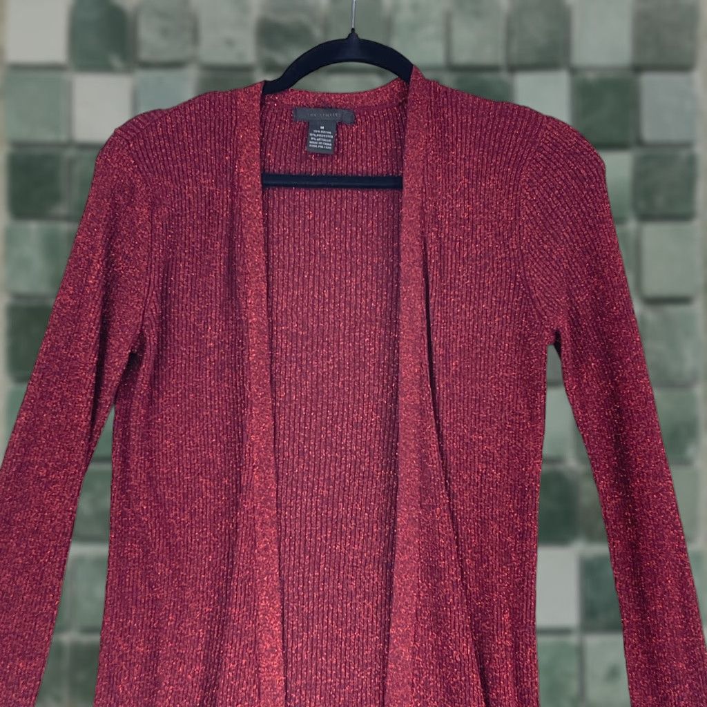 Vintage The Limited Cardigan Sweater Womens Medium Red Shimmer Open Front Knit Long Sleeve Size M / US 6-8 / IT 42-44 - 1 Thumbnail