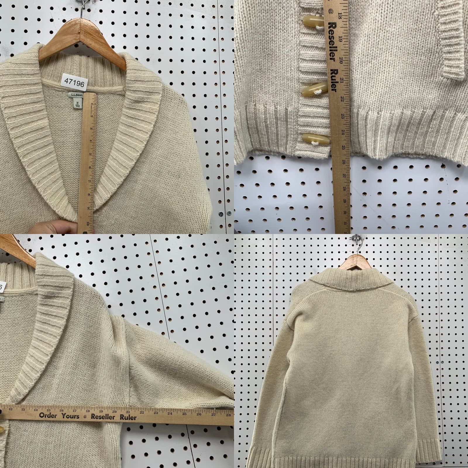 Vintage L.L. Bean Sweater Womens Medium Beige Wool Cardigan Lambswool Shawl Collar Size M / US 6-8 / IT 42-44 - 9 Thumbnail