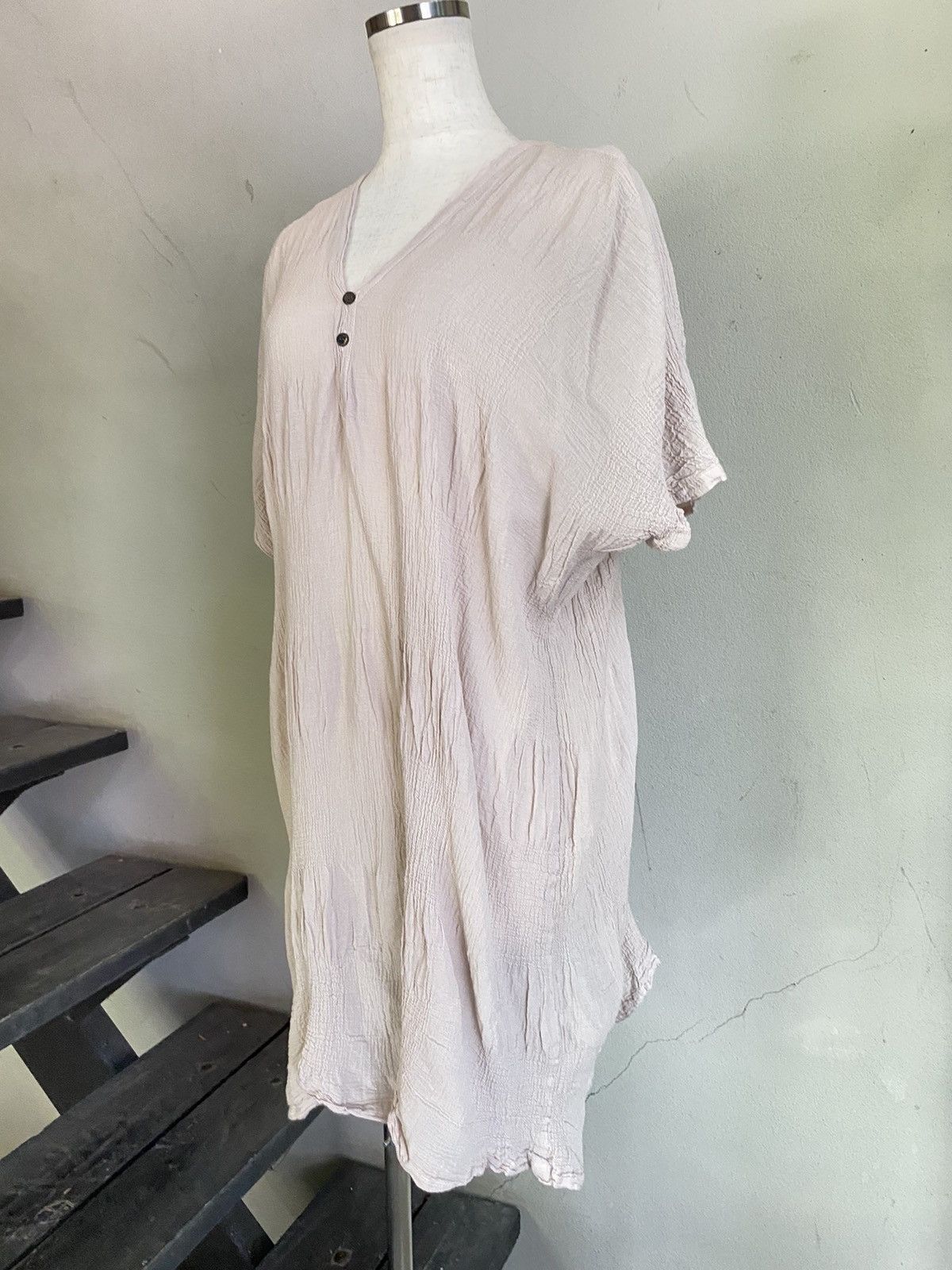 Issey Miyake Plantation Crinkled Baby Pink Tunic Size ONE SIZE - 5 Thumbnail