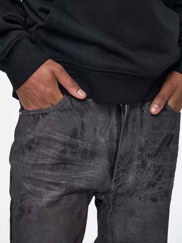 Japanese Brand × Jean High street vintage washed and coated micro flared jeans Size US 33 - 4 Thumbnail