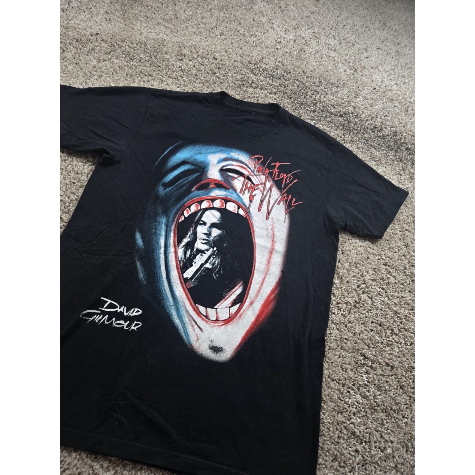 Vintage David Gilmour Pink Floyd Shirt Mens Medium Black The Wall Live 2016 Tour Concert Size US S / EU 44-46 / 1 - 2 Thumbnail