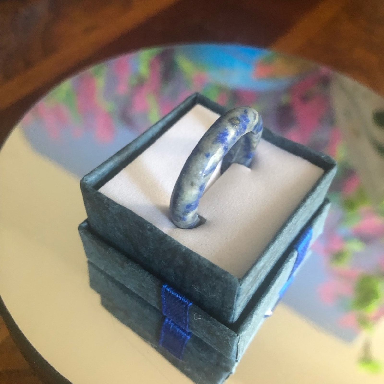 Handmade Handcrafted genuine sodalite stone band ring 9.5 Size ONE SIZE - 2 Thumbnail
