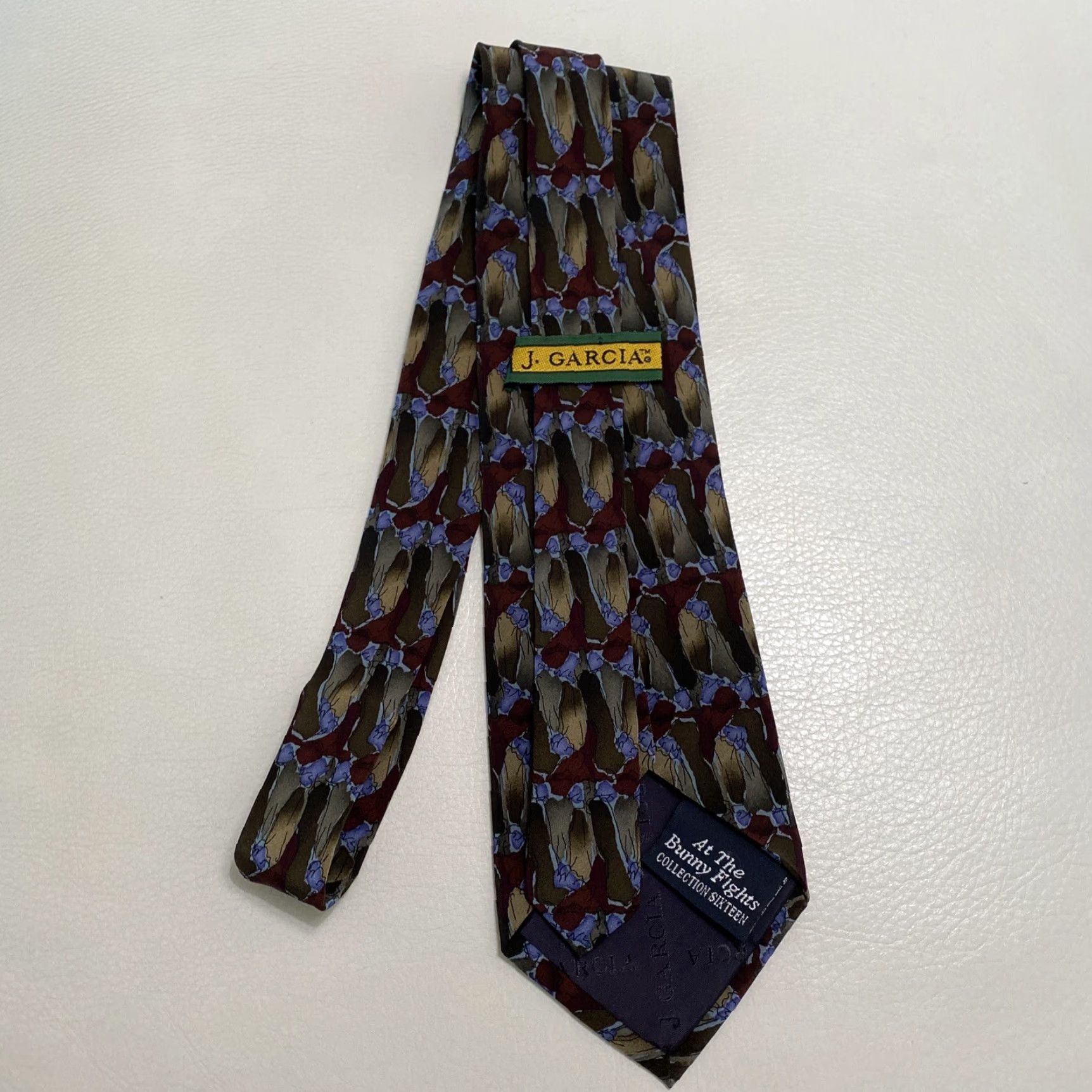 Vintage VINTAGE Garcia Men Tie 57in Silk Geometric At the Bunny Fights 90s Mens Size ONE SIZE - 3 Thumbnail