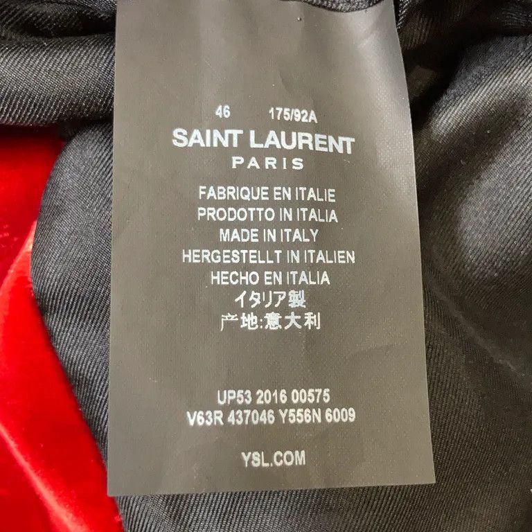 Saint Laurent Paris F/W16 Red Velvet Blazer Jacket x Hedi Slimane Size US S / EU 44-46 / 1 - 5 Thumbnail