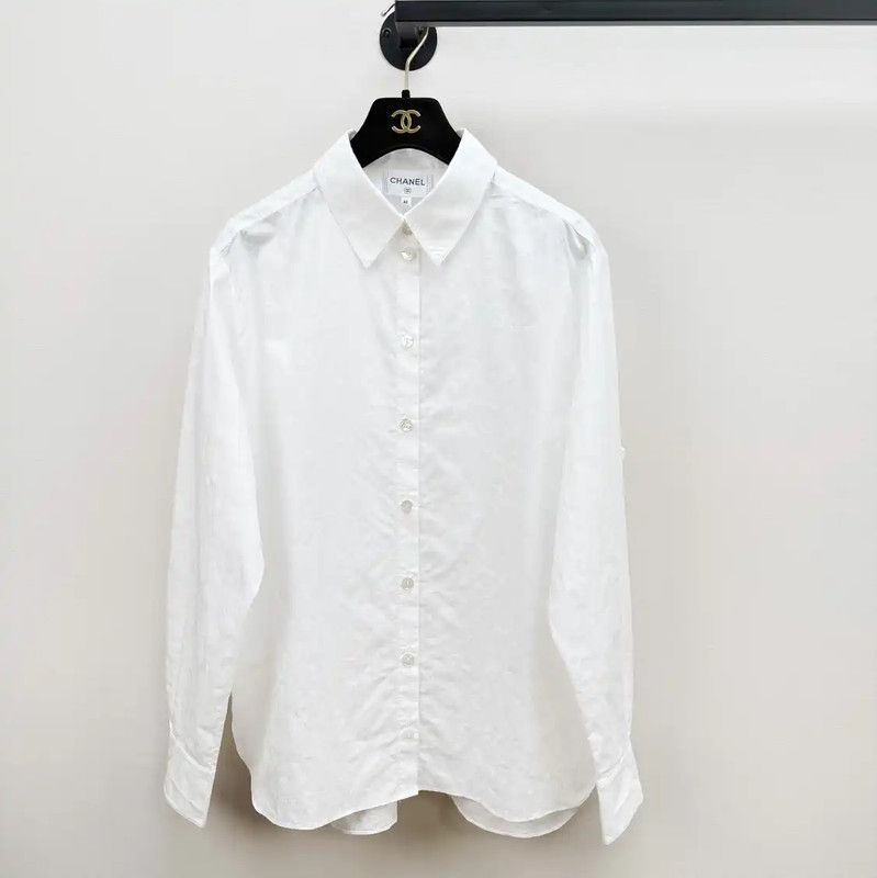 Chanel Chanel White Cotton Women's Shirt 0089 Size ONE SIZE - 1 Thumbnail