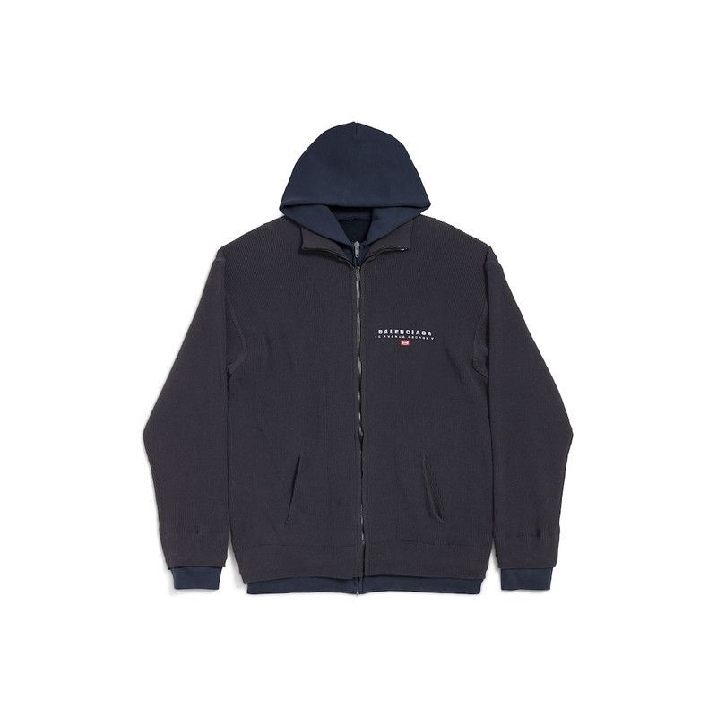 Balenciaga o1in1g0526 Hybrid Zip-Up Cardigan in Black Size US L / EU 52-54 / 3 - 1 Thumbnail