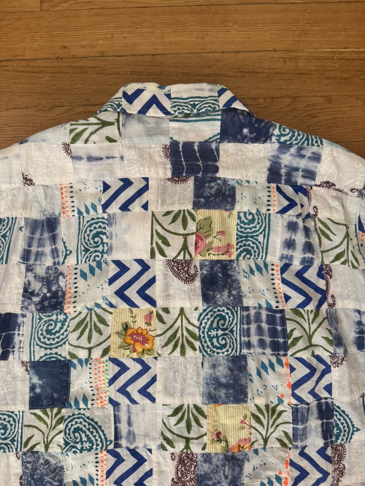 Engineered Garments Engineered Garments White Blue Patchwork Ethno Print Camp Size US XS / EU 42 / 0 - 15 Thumbnail