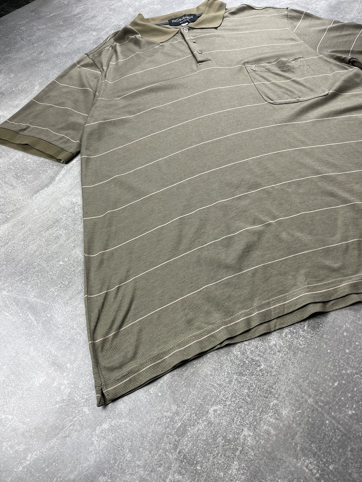 Yves Saint Laurent Vintage Yves Sain Laurent Striped Cotton Gold Polo T-Shirt Size US XL / EU 56 / 4 - 7 Thumbnail