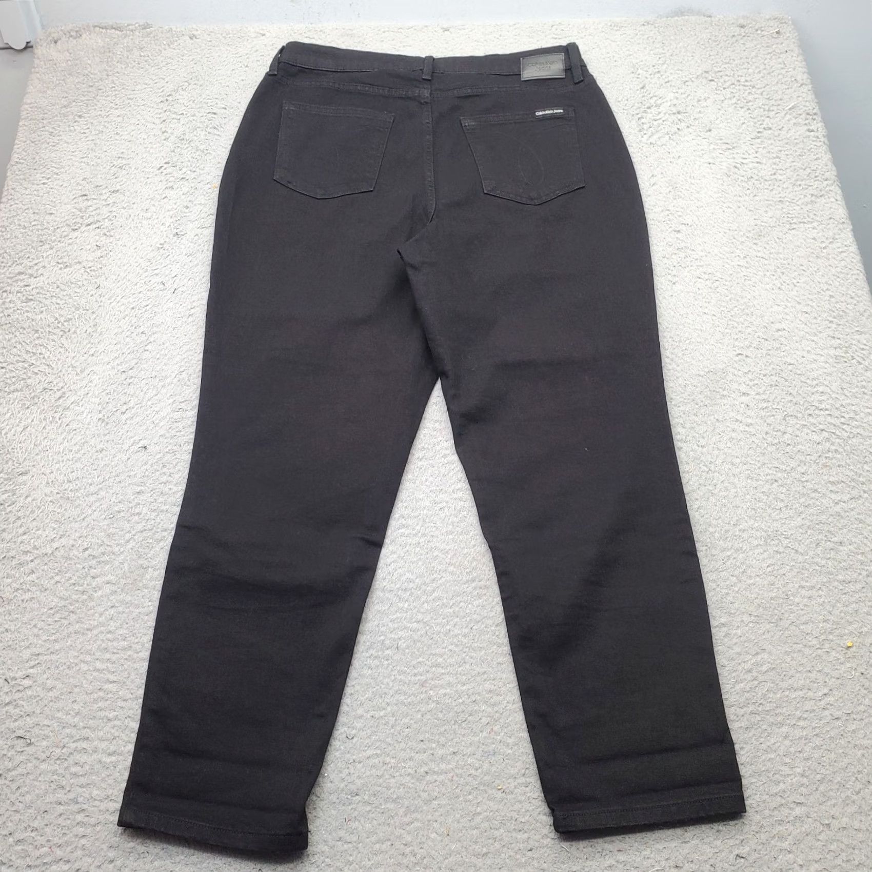 Calvin Klein Calvin Klein Jeans Womens 32 Black Denim Stretch High Rise Slim Fit Straight Leg Jeans Size 24" / US 00 / IT 34 - 2 Thumbnail