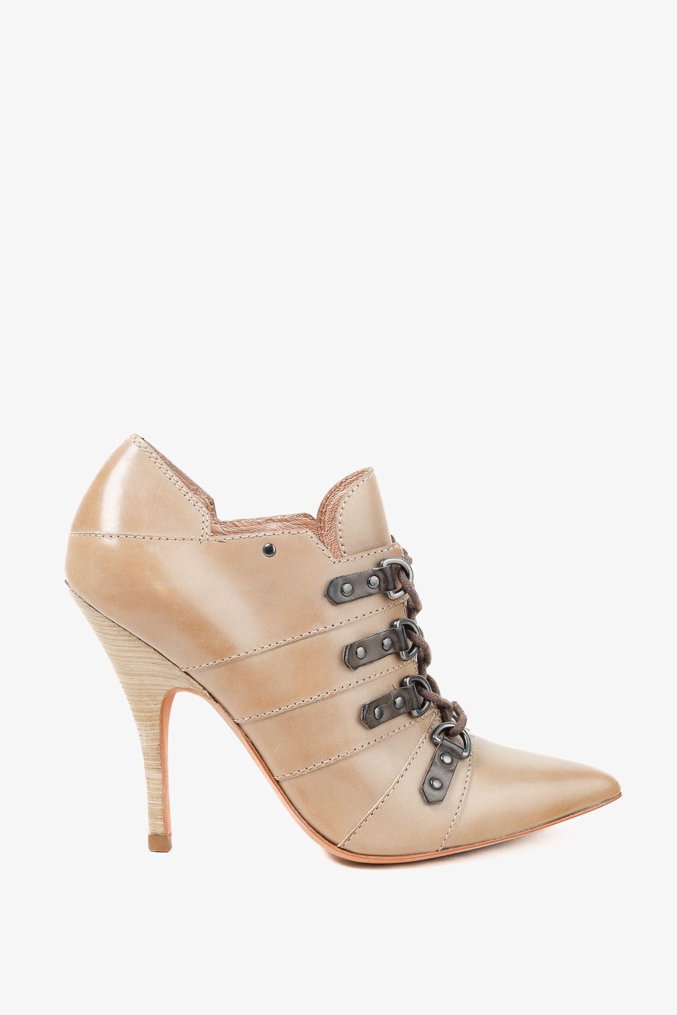 CAZABAT Jean-Michel Cazabat Ida Pointed Toe Stacked Leather Heels Size US 7.5 / IT 37.5 - 1 Thumbnail