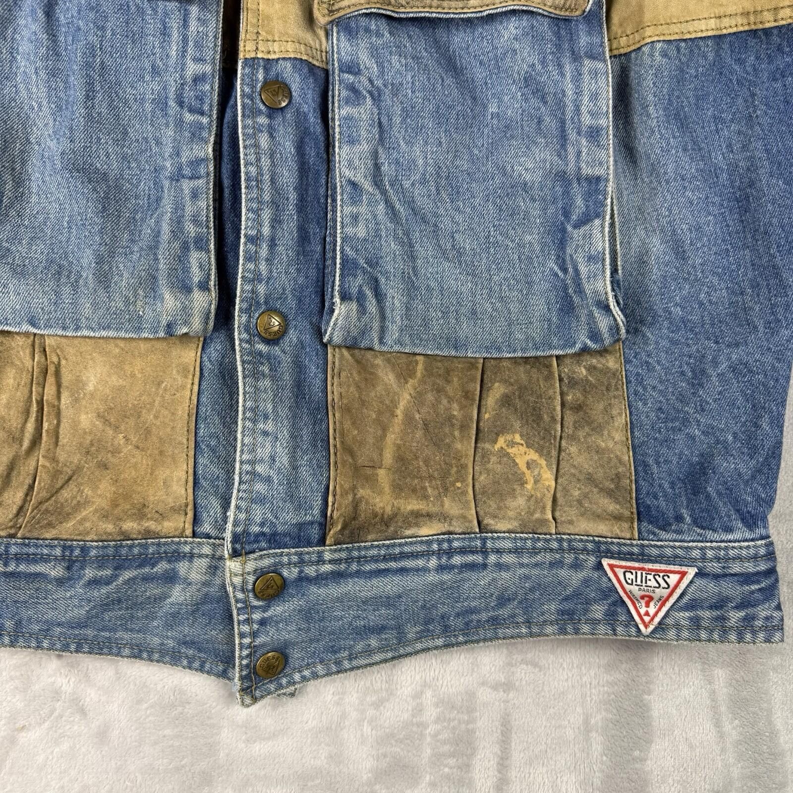 Guess VTG Guess Georges Marciano Denim Jacket Leather Patchwork L Size US L / EU 52-54 / 3 - 7 Thumbnail