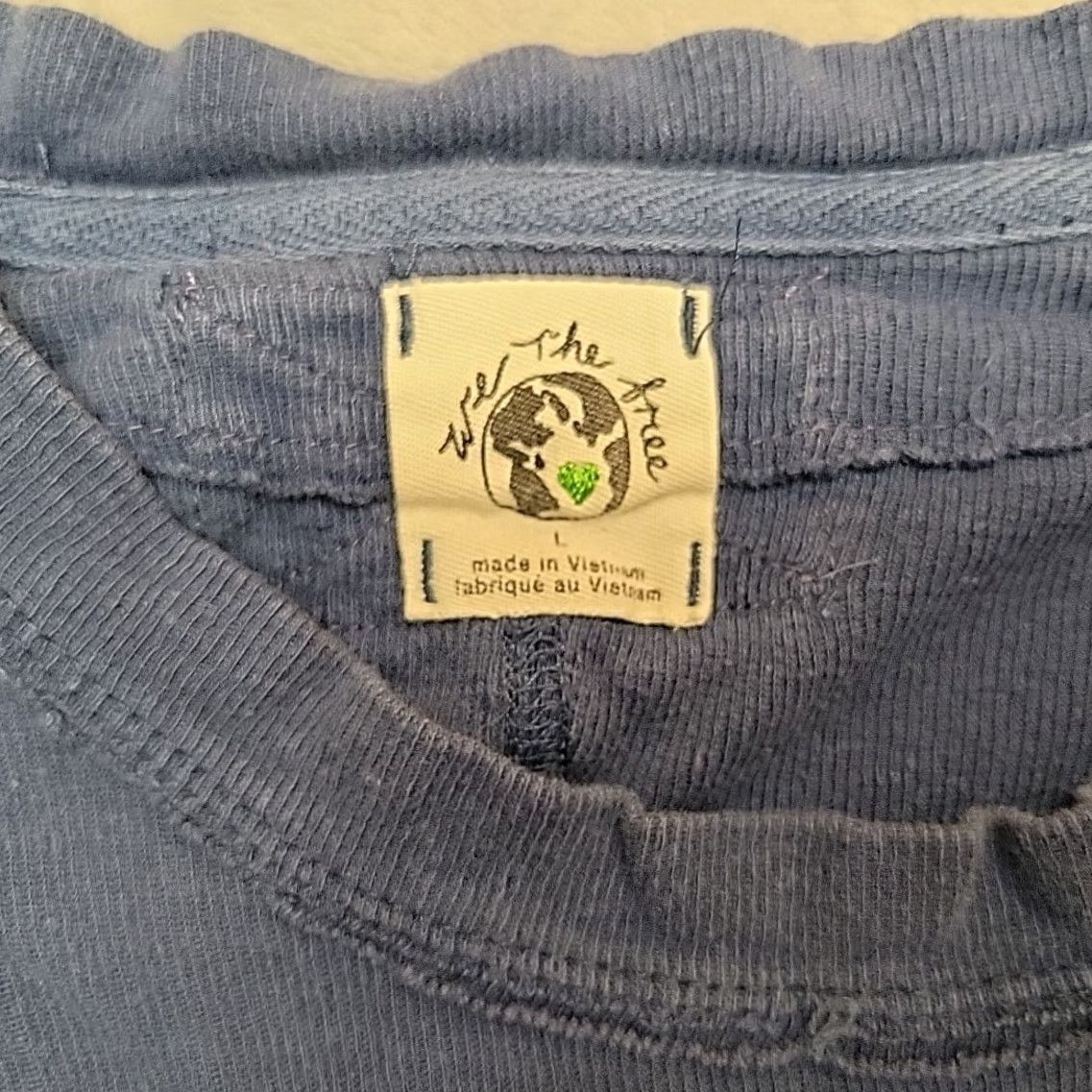 Vintage We The Free Shirt Womens Large Blue Flax Linen Cotton Blend Crewneck TEE Size L / US 10 / IT 46 - 2 Thumbnail
