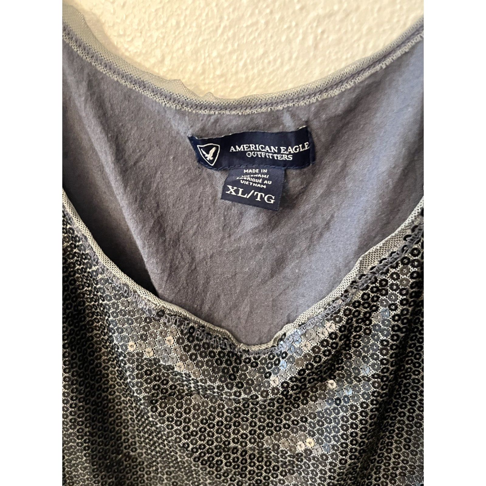 American Eagle Outfitters Womens XL Sequins Tank Top Gray American Eagle Tank Top Size XL / US 12-14 / IT 48-50 - 2 Thumbnail