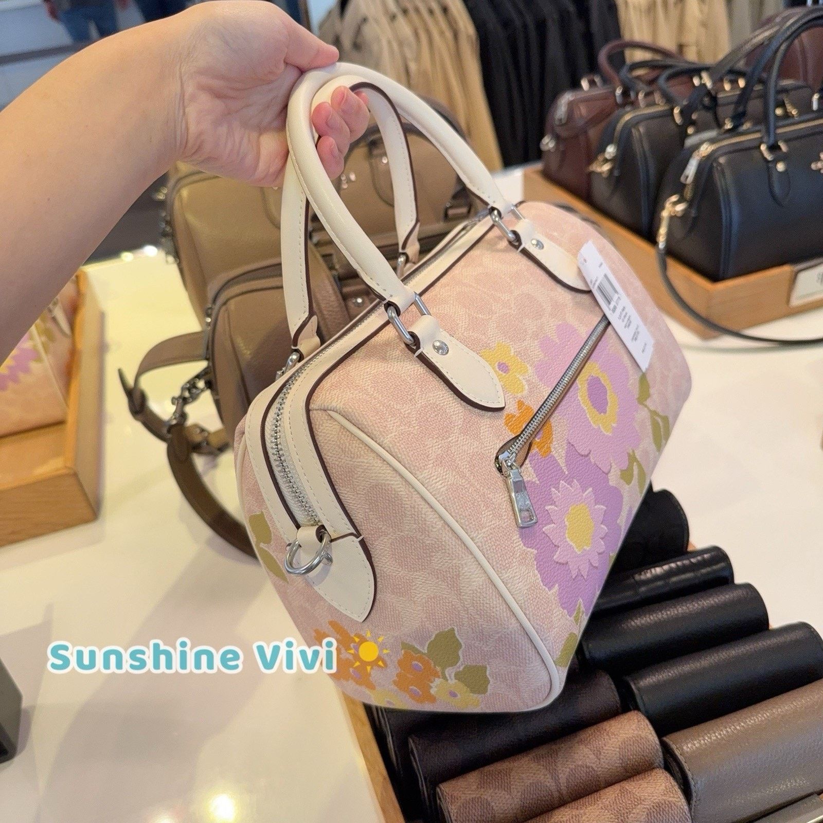 Coach NWT COACH CBG72 Rowan Satchel Bag Floral Silver/Sand Size ONE SIZE - 5 Thumbnail