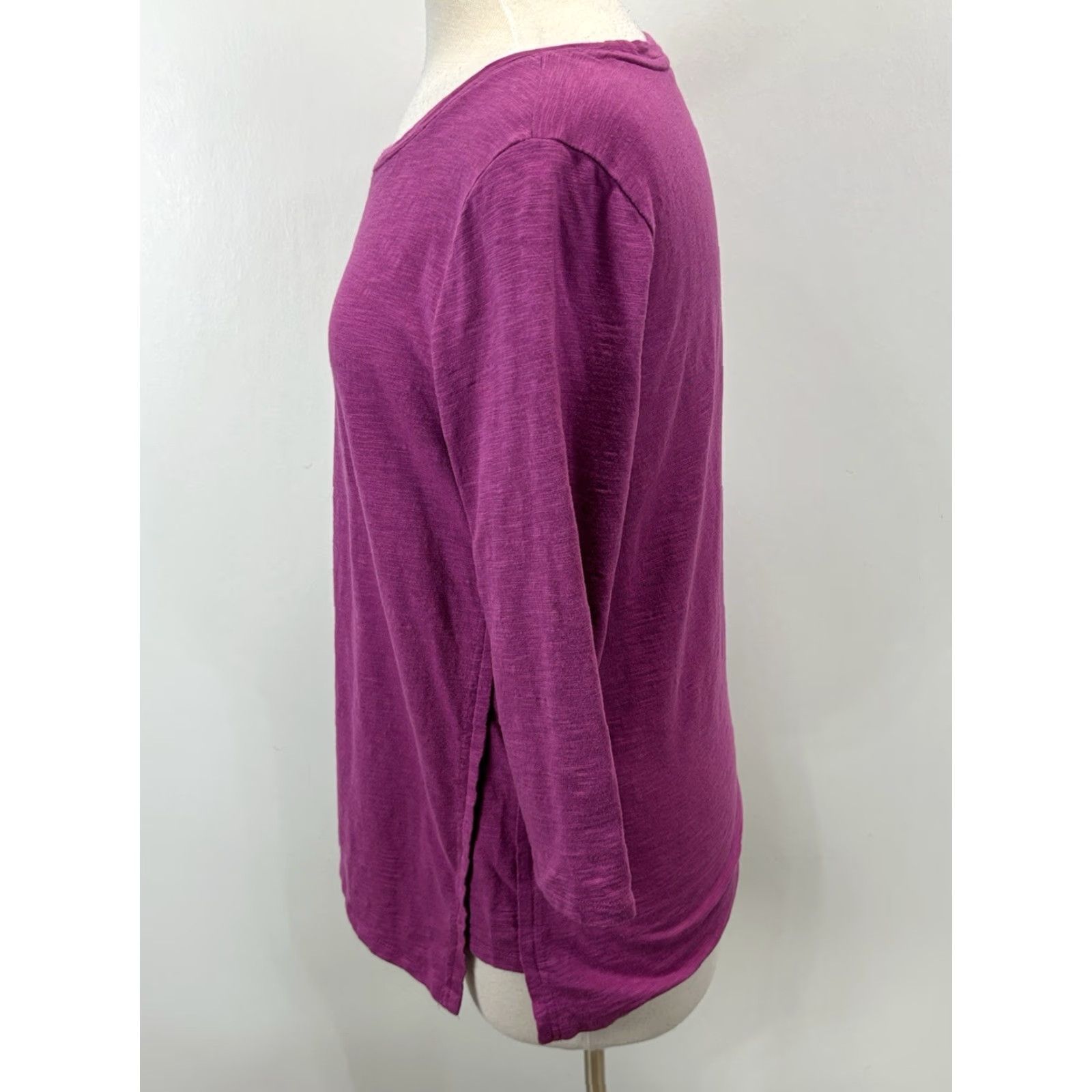 Vintage VINTAGE CHICOS The Ultimate Tee Shirt T-Shirt Tunic 3/4 Sleeves Medium Mulberry Women’s, Cotton Blend, Pullover, Solid, Pre-owned Good, US Shipments Size M / US 6-8 / IT 42-44 - 2 Thumbnail