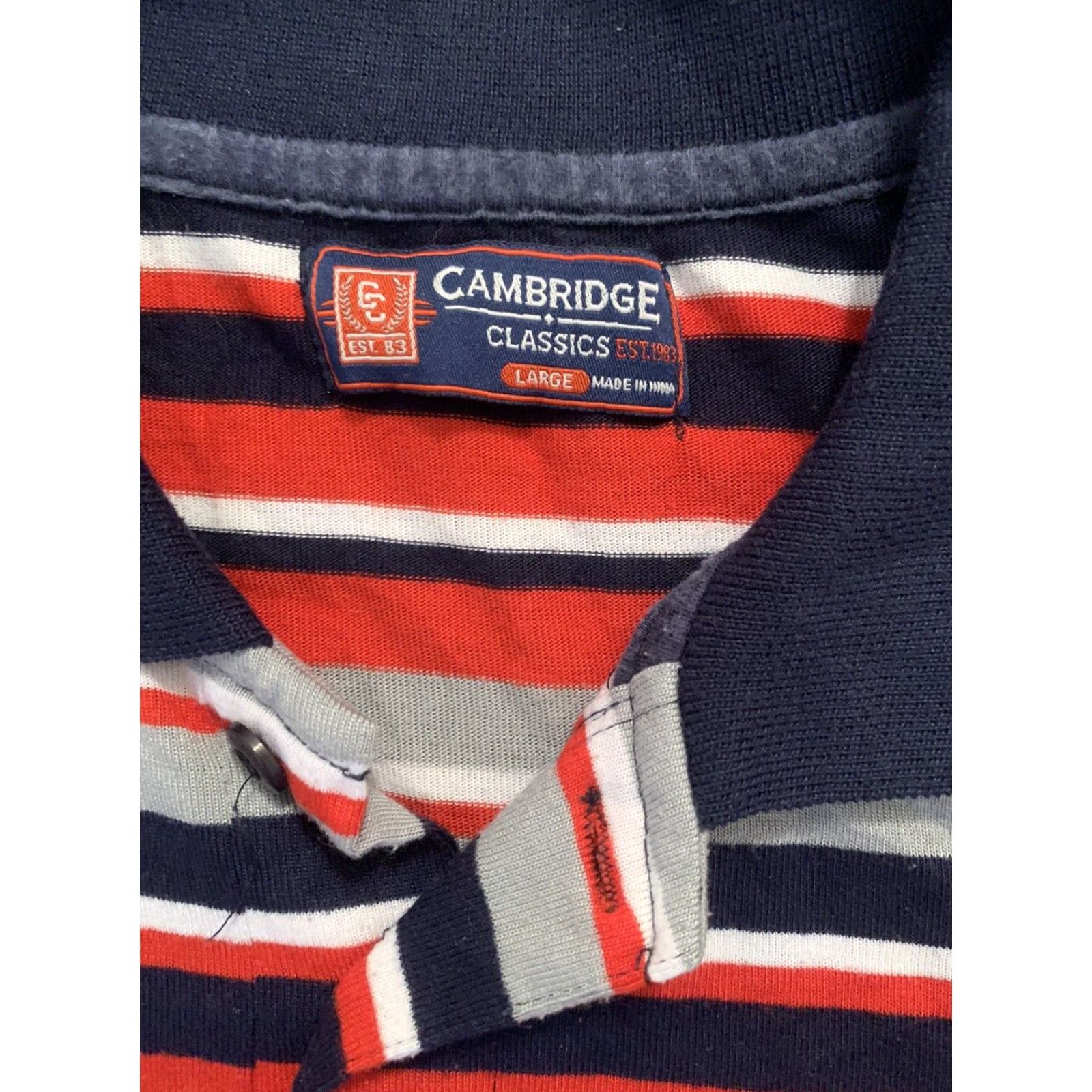 Vintage VINTAGE Cambridge Classics Polo Shirt Red Blue Stripes 2 Button Size L Mens Polo Golf Shirt Size US L / EU 52-54 / 3 - 2 Thumbnail