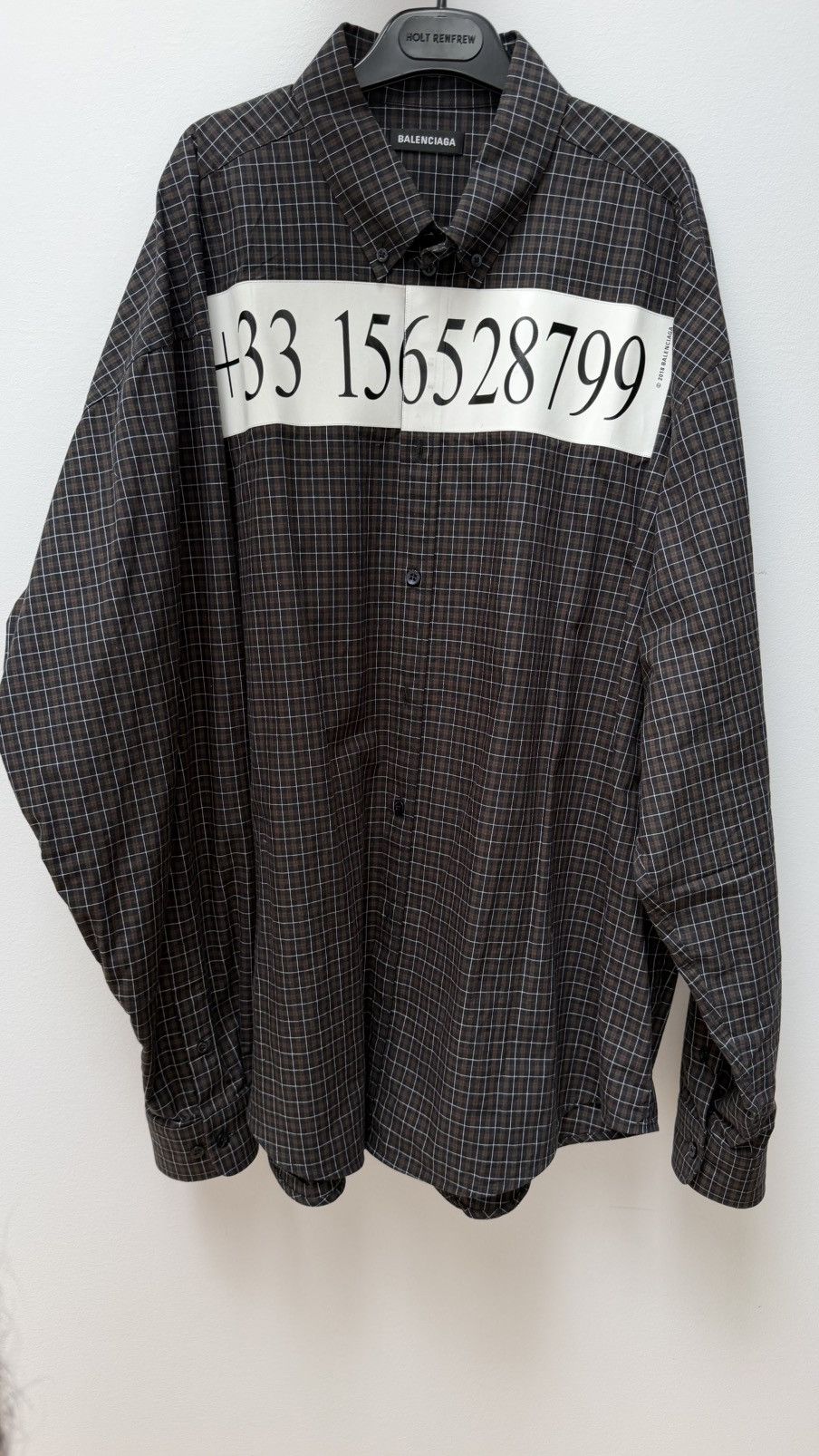 Balenciaga Balenciaga Numeric Print Plaid Shirt Size US M / EU 48-50 / 2 - 1 Thumbnail