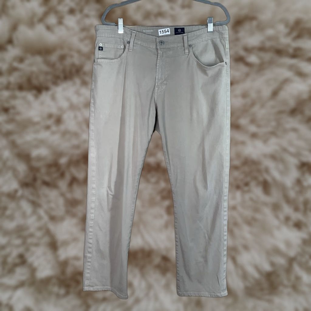 AG Adriano Goldschmied Pants Mens 36x34 Beige The Graduate Tailored Leg Chino