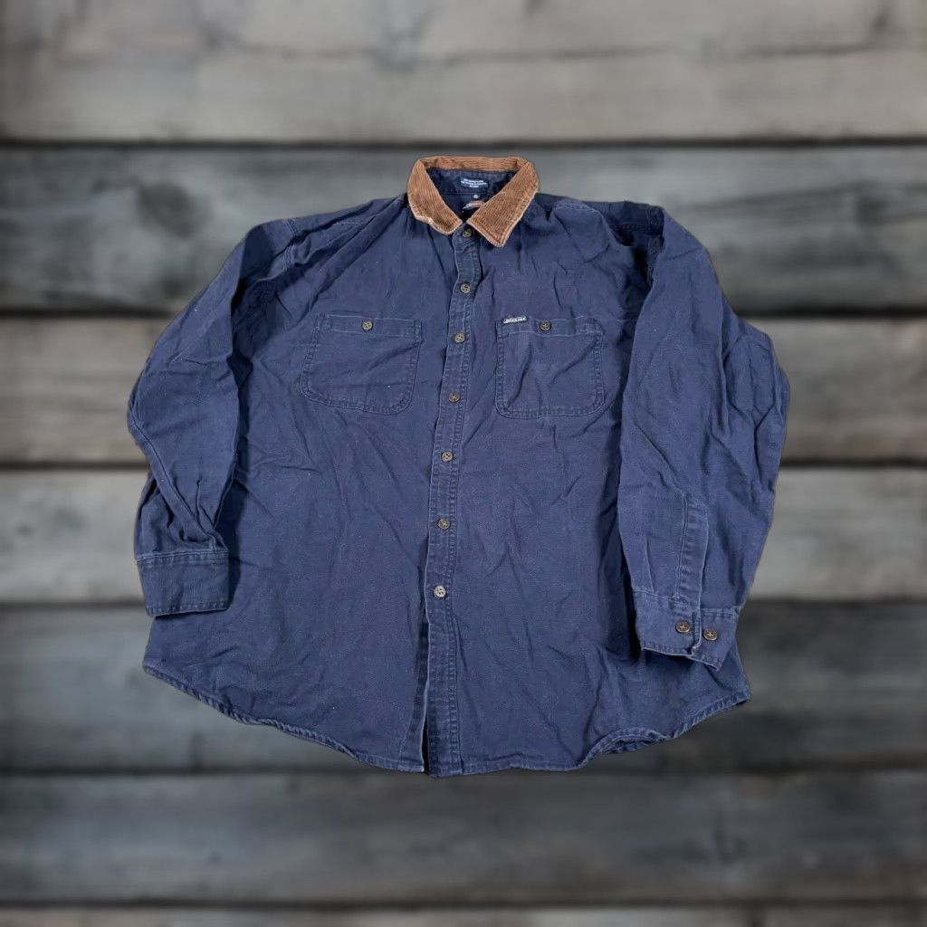 Dickies Dickies Shirt Adult XL Blue Cotton Canvas Heavyweight Button-Front Corduroy Collar Workwear Mens Size US XL / EU 56 / 4 - 1 Thumbnail