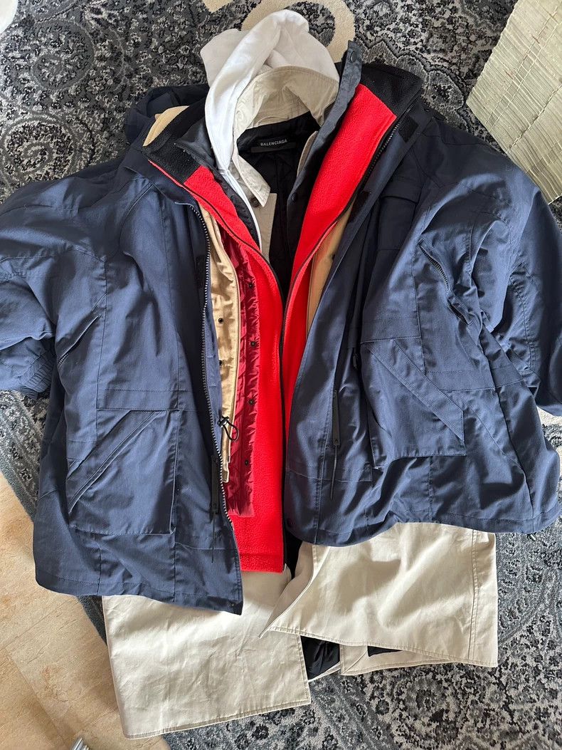 Pre-owned Balenciaga Layered Coat In Dark Color-dmc In Blue