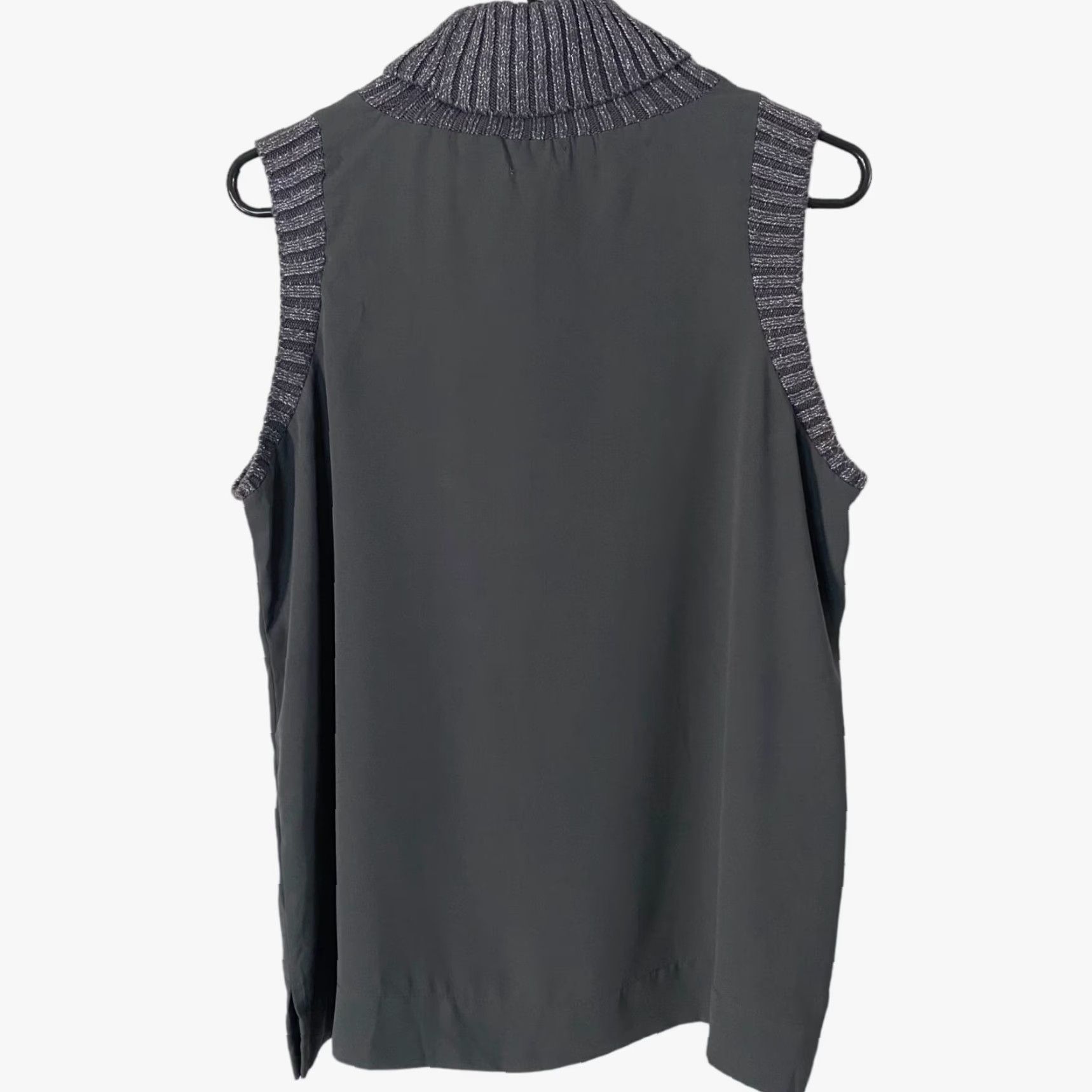 Juicy Couture VINTAGE Juicy Couture Blouse Shirt Sleeveless Turtleneck Metallic Gray Women's Large L Tank Size L / US 10 / IT 46 - 3 Thumbnail