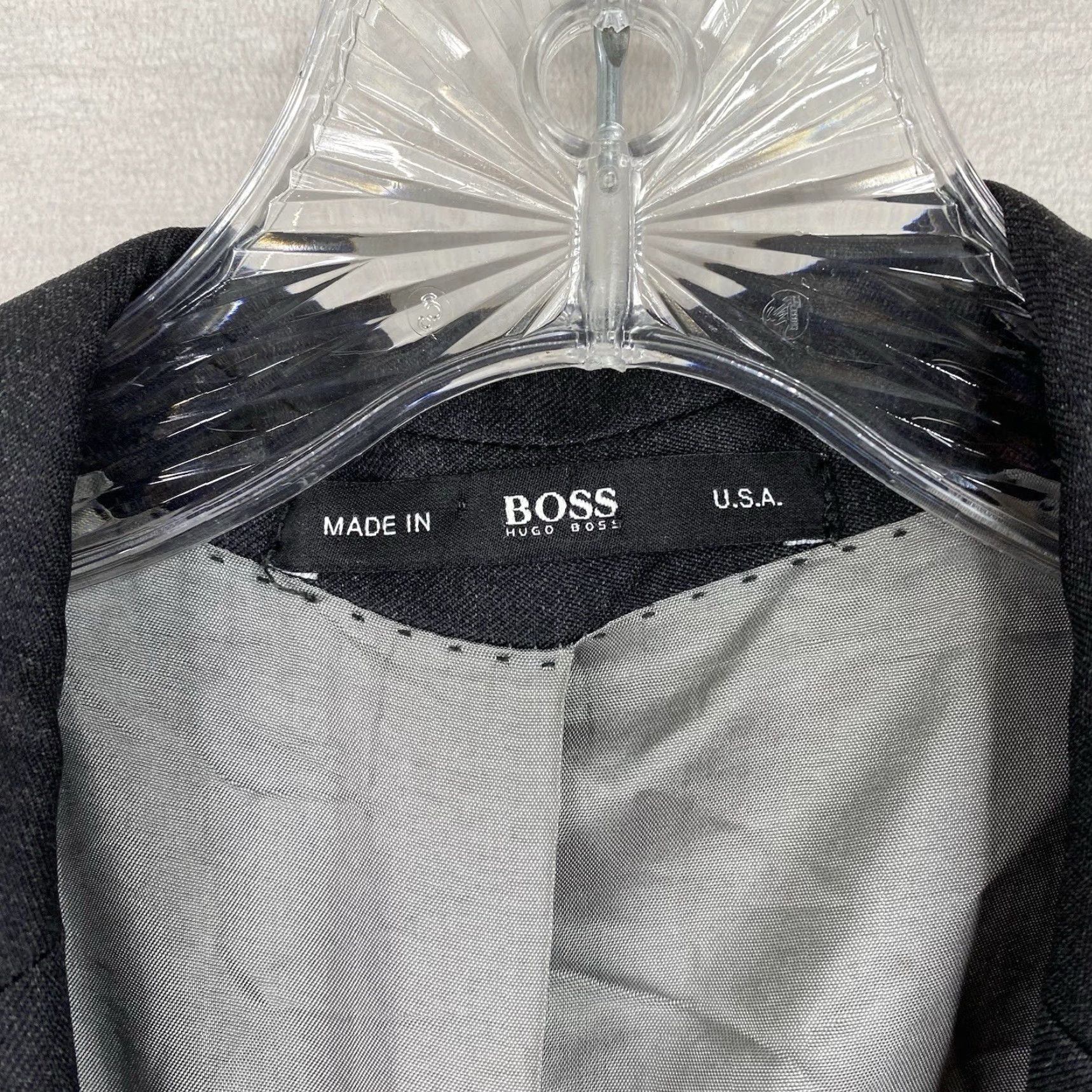 Hugo Boss HUGO BOSS Blazer Mens 38R Gray Wool Jacket Single-Breasted Notch Peak Lapel 2-Button 4-Button Sleeve Solid Vintage No Size 38R - 2 Thumbnail