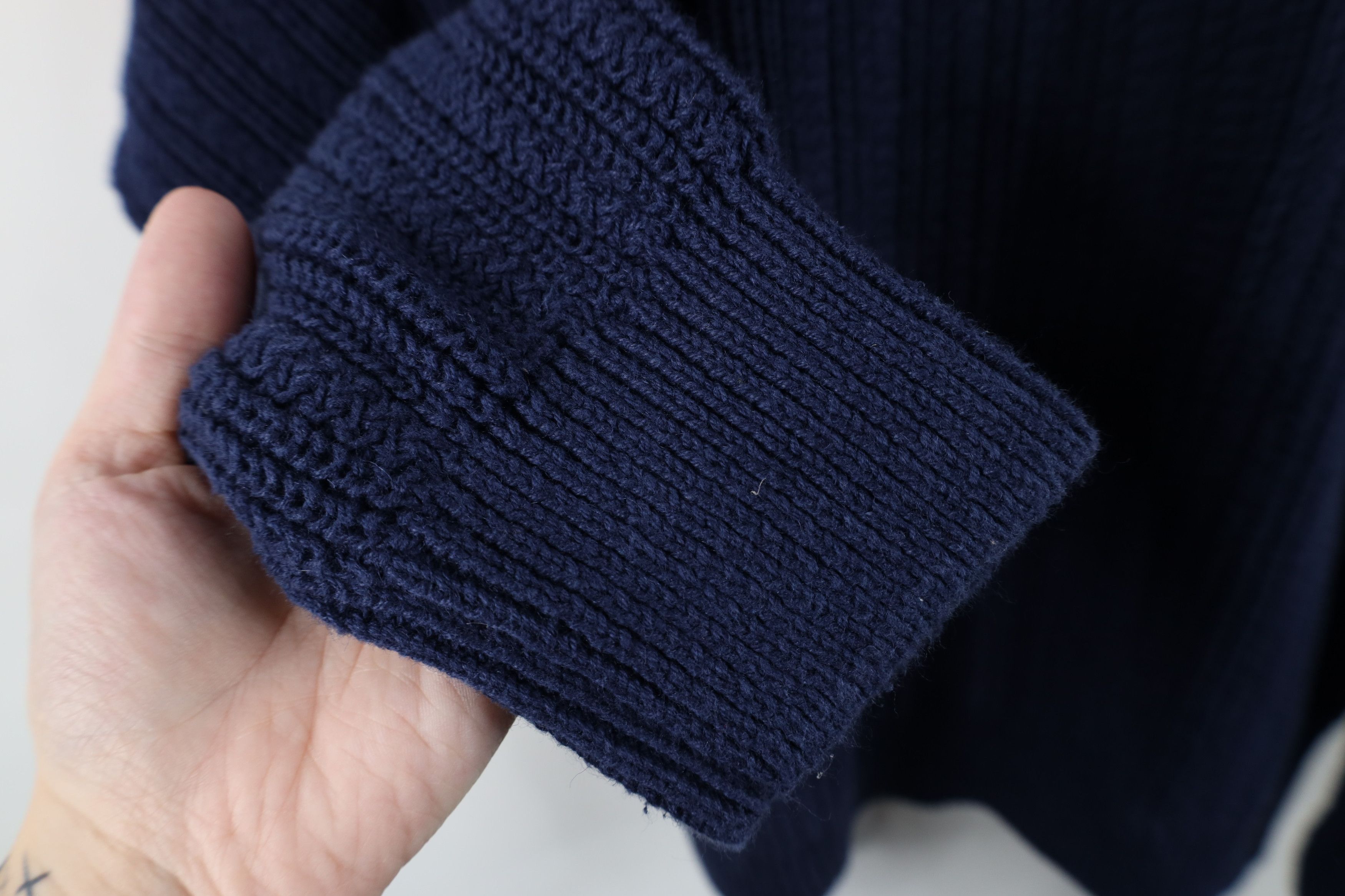 Vintage Vintage 90s Streetwear Ribbed Knit Crewneck Sweater Blue Size US XL / EU 56 / 4 - 4 Thumbnail