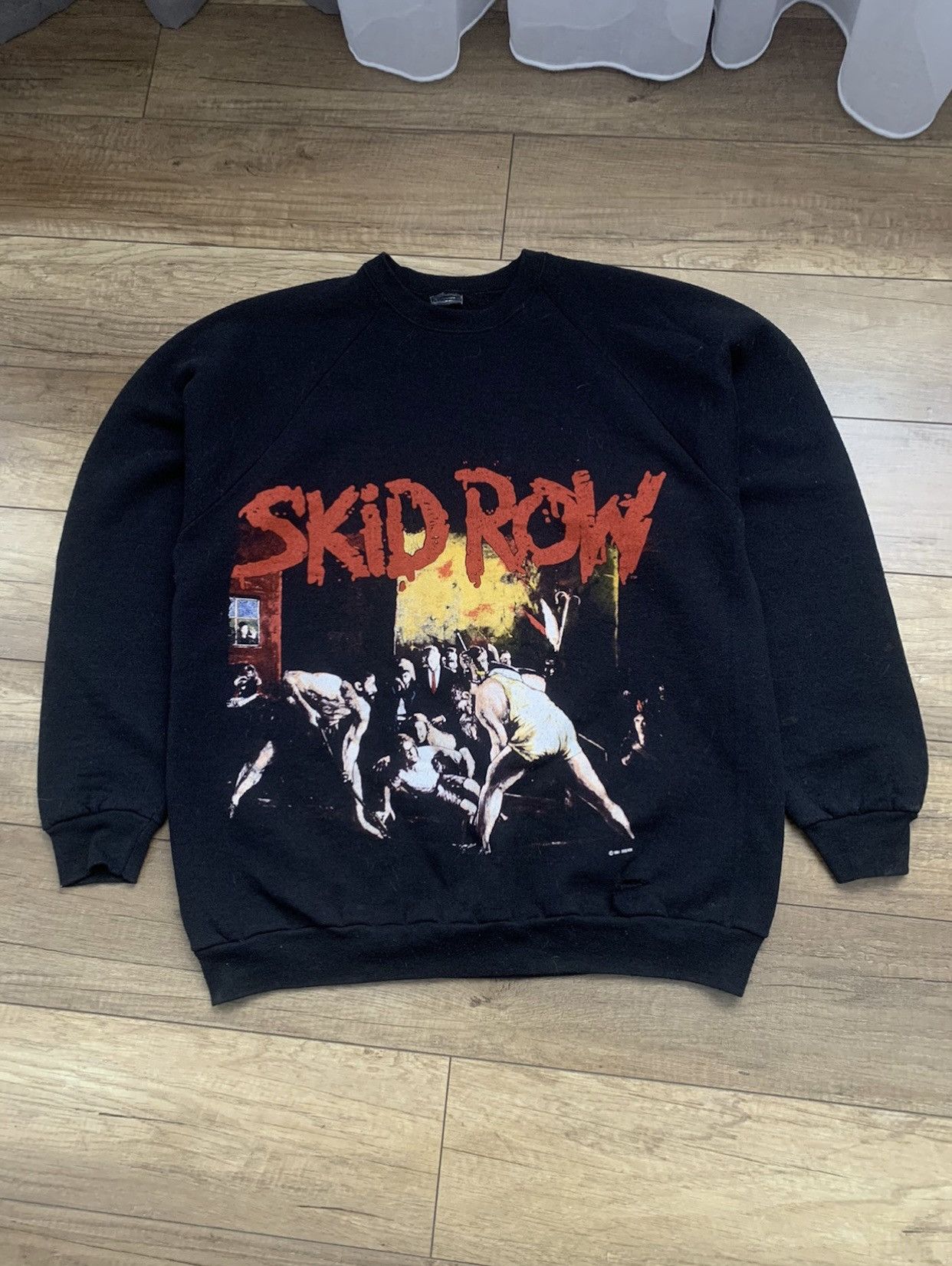 image of Made In USA x Rock Band 1991 Skid Row Slave To The Grind Jesus Vintage Sweatshirt in Black (Size XL