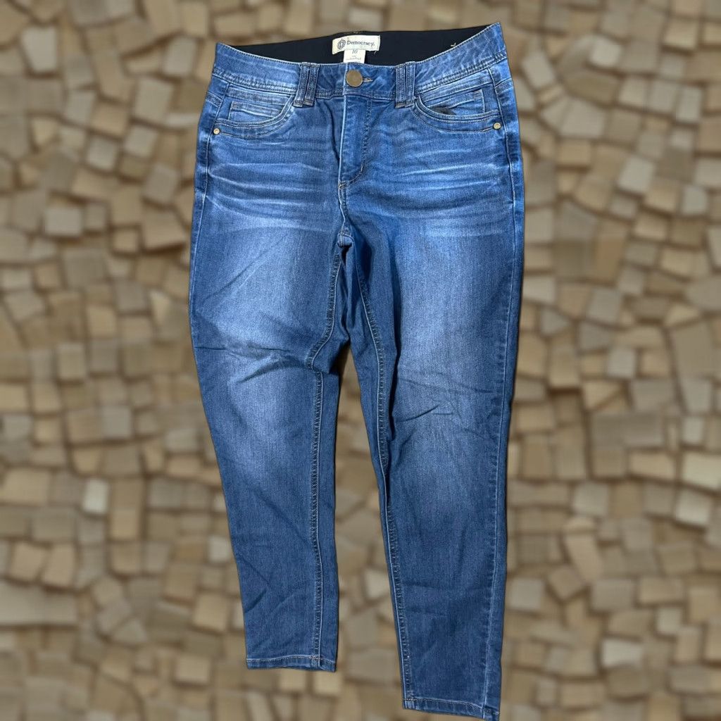 Vintage Democracy Jeans, Women's Jeans, Blue, Denim, Skinny, Pockets, Size 10, Regular, 32 in Waist, 27 in Inseam, Ab Technology, Medium Wash, Non- N/A Size 32" / US 10 / IT 46 - 1 Thumbnail