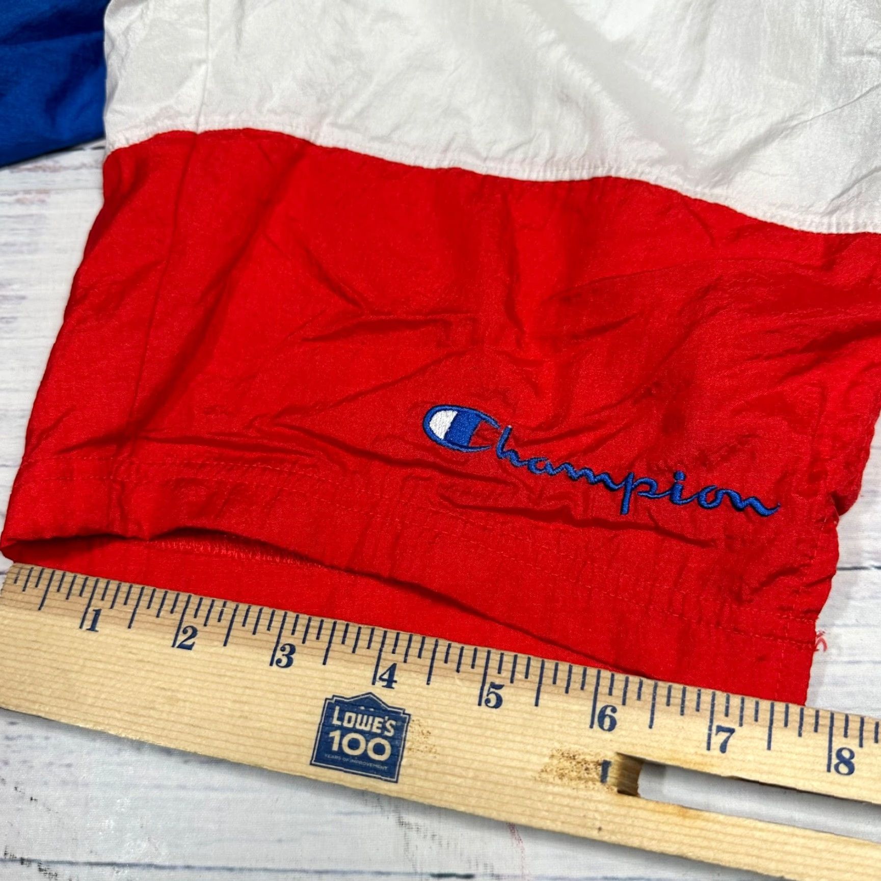 Champion Champion Mens XS Colorblock Nylon Athletic Shorts Red White Blue Logo Size US 27 - 5 Thumbnail