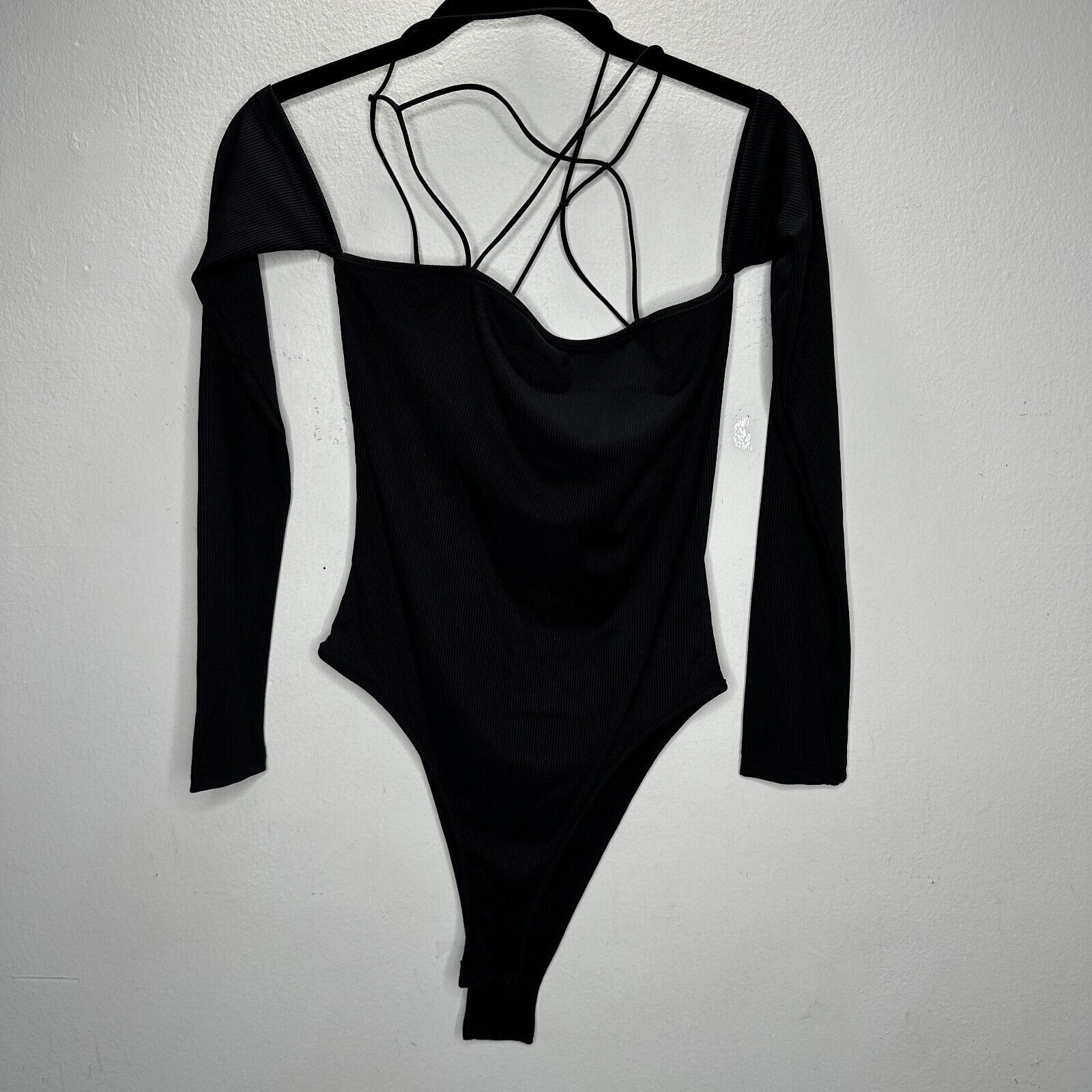 Other Black Bandeau Style Attached Arm Sleeve Cross Back Bodysuit Size M / US 6-8 / IT 42-44 - 2 Thumbnail