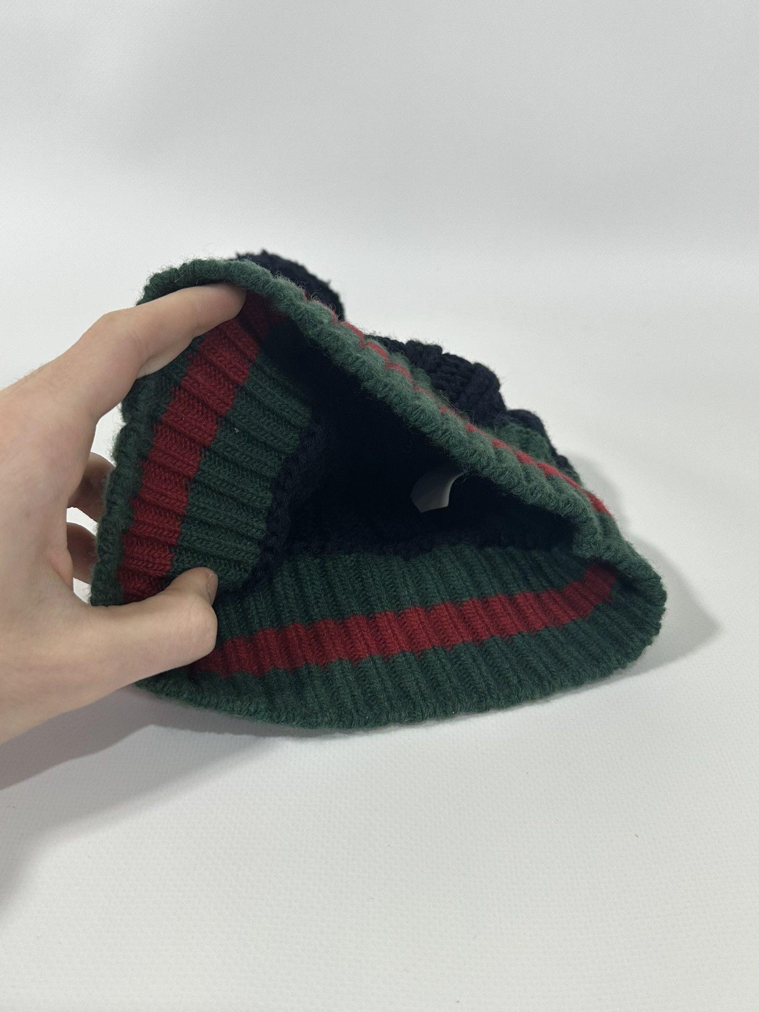 Gucci Gucci Beanie Winter Hat Knit Web Logo Pompom Dark Navy Size ONE SIZE - 5 Thumbnail