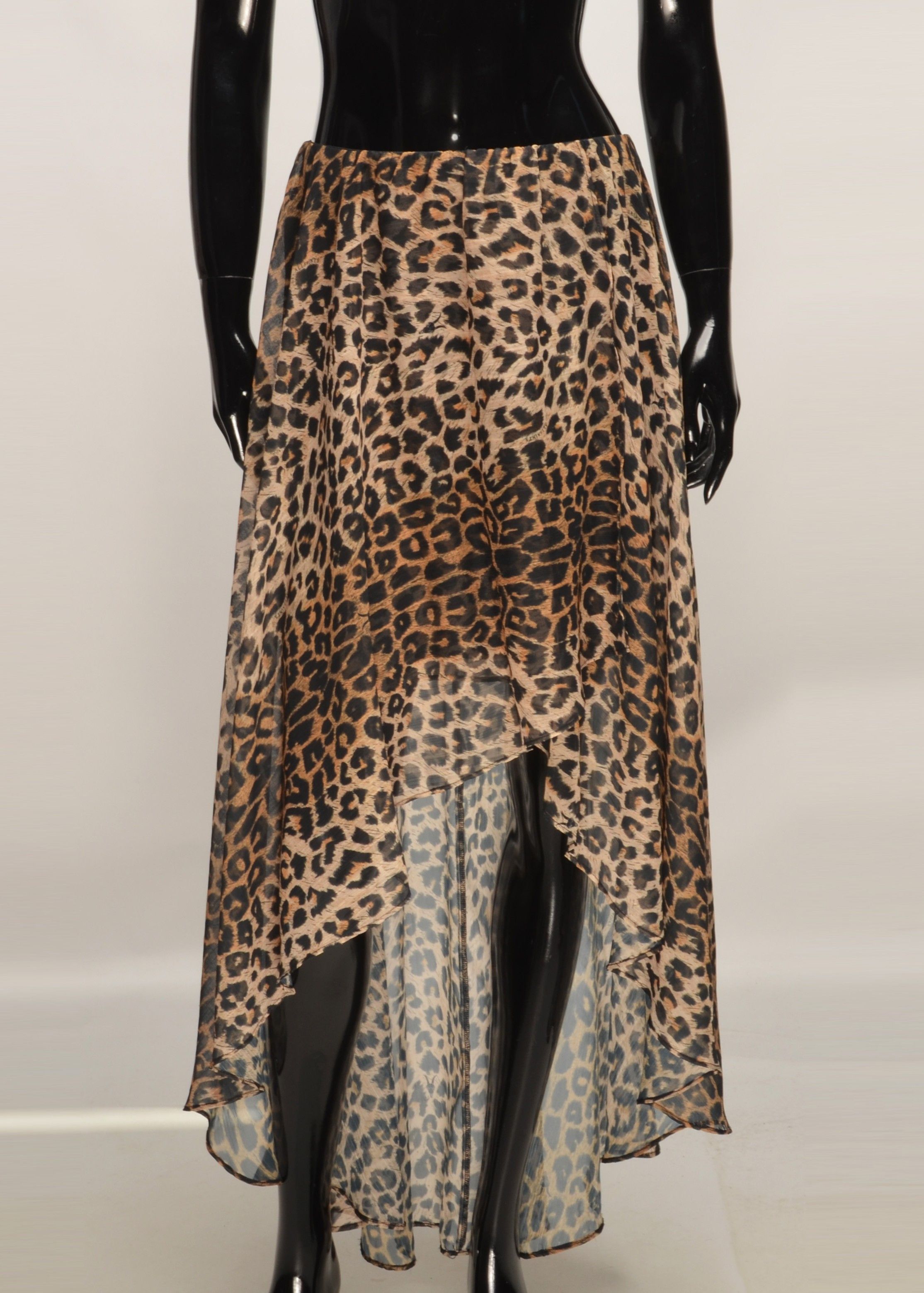 Allsaints Allsaints Leopard High Low Layered Asymmetric Mesh Skirt Size 27" / US 4 / IT 40 - 1 Thumbnail