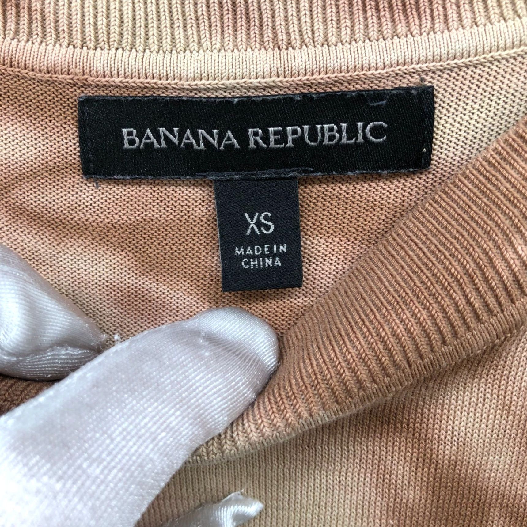 Banana Republic Banana Republic Sweater Womens XS Short Sleeve Cotton Beige Brown Tie Dye Size XS / US 0-2 / IT 36-38 - 5 Thumbnail