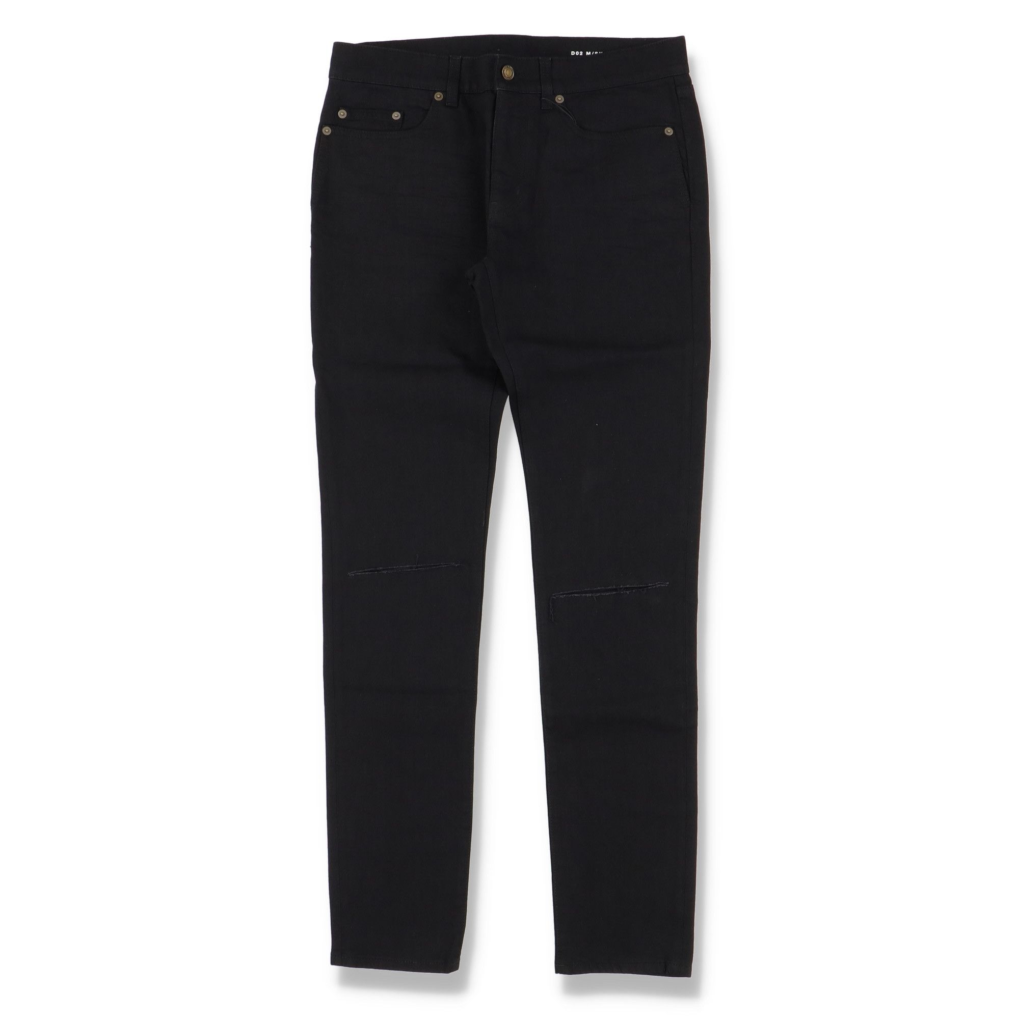 Saint Laurent Paris D02 Black Knee Ripped Skinny Jeans Size US 29 - 2 Thumbnail