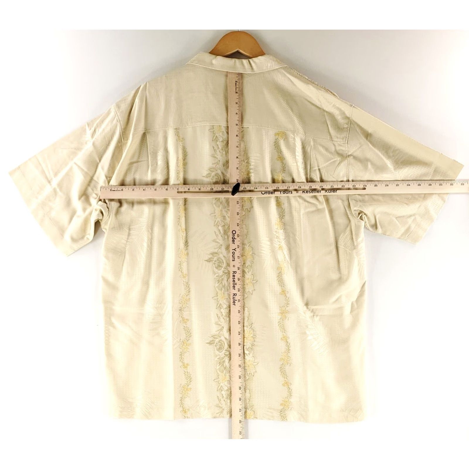 Tommy Bahama Tommy Bahama Silk Button Up Shirt Yellow Embroidered Mens XL Short Sleeve 100% Silk Size US XL / EU 56 / 4 - 8 Thumbnail