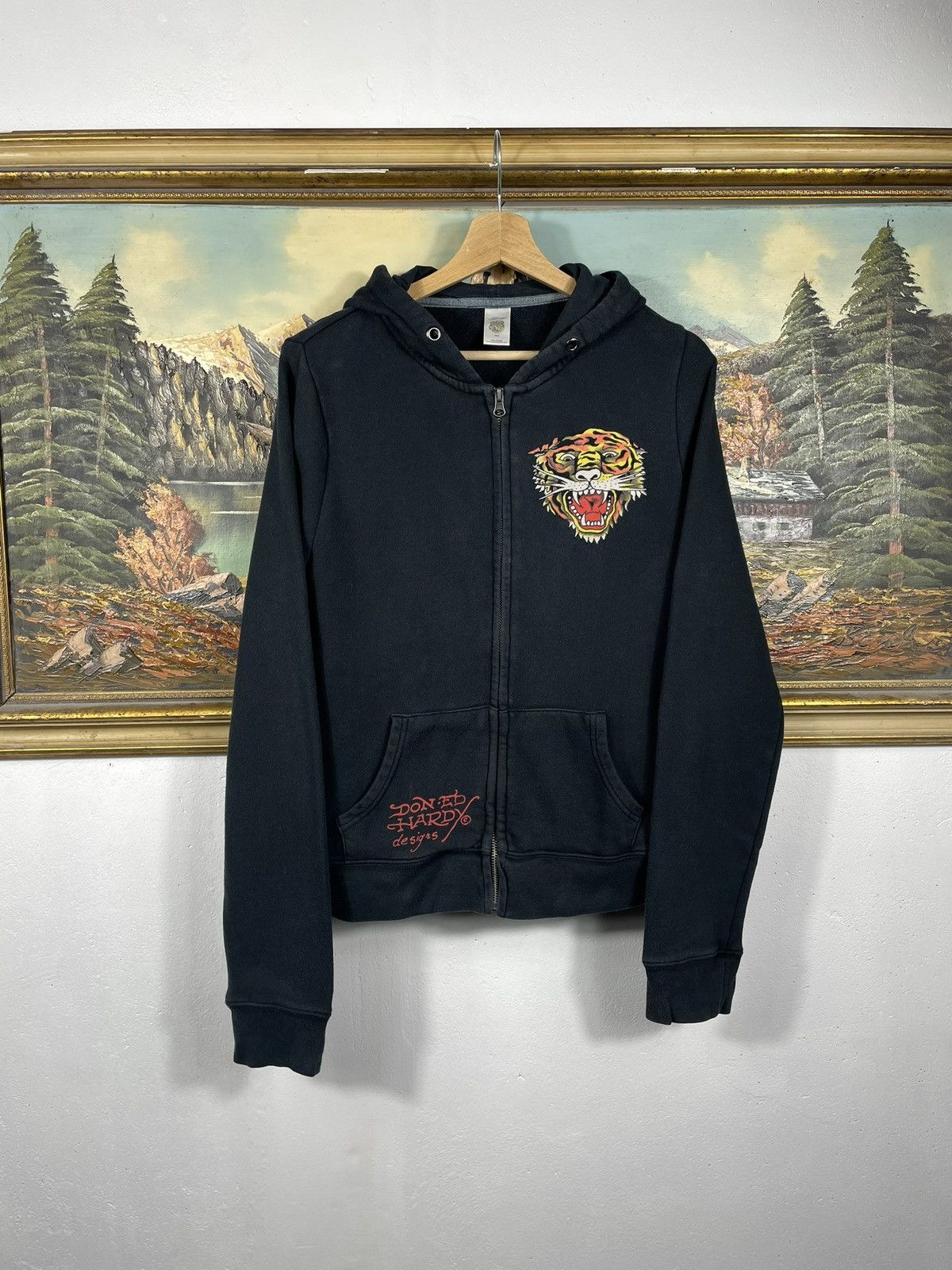 Christian Audigier × Ed Hardy × Vintage Ed Hardy Retro 00s Hoodie With Crystals Affliction Grunge Size US S / EU 44-46 / 1 - 2 Thumbnail