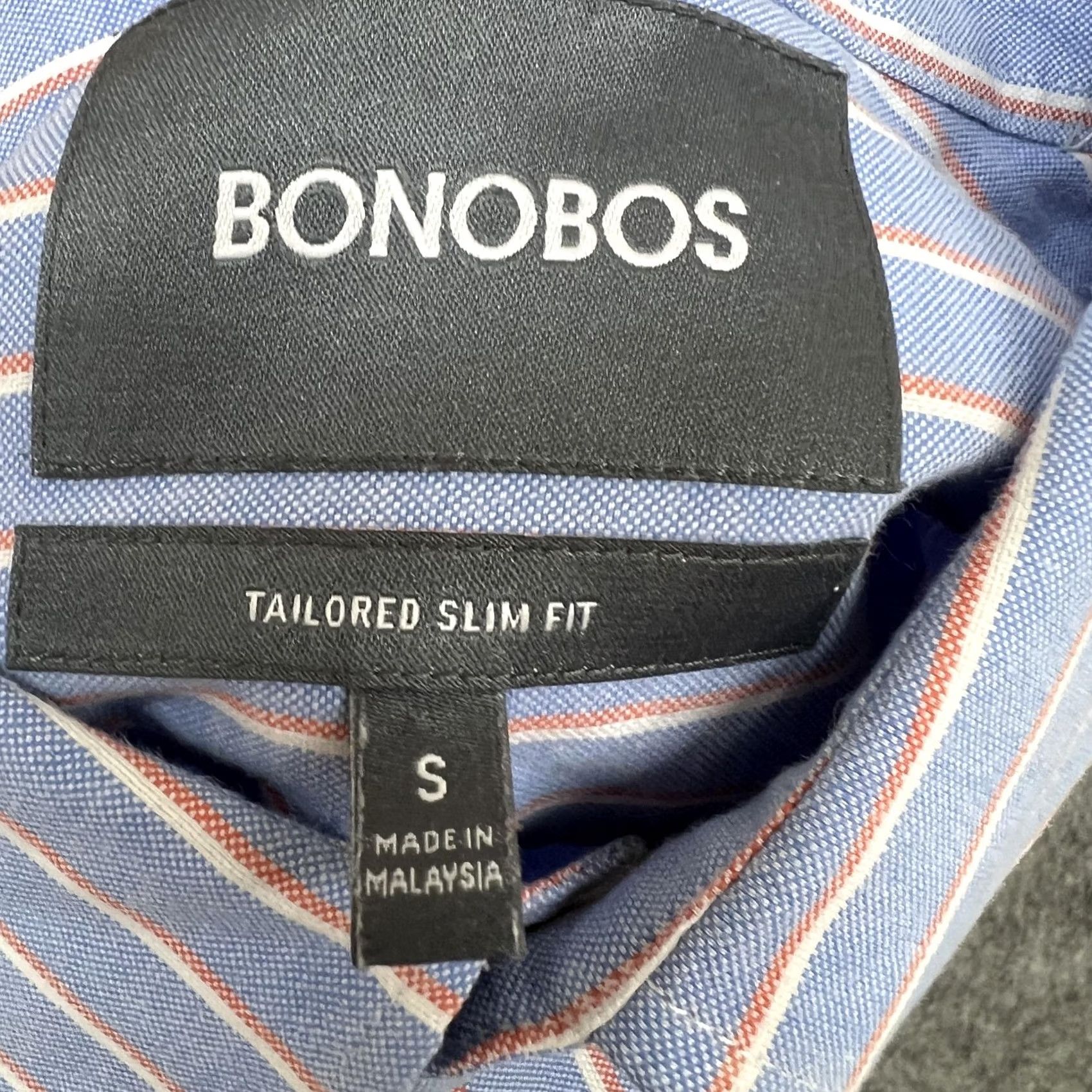 Bonobos Bonobos Mens Slim Fit Stretch Blue Stripe Shirt S Business Office Size 36R - 3 Thumbnail