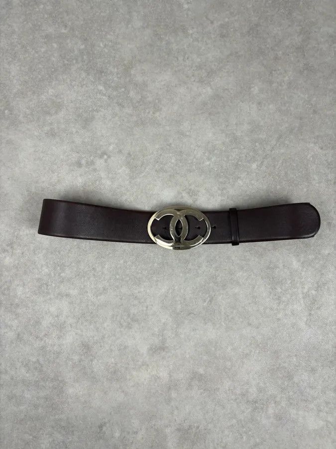 Chanel Chanel Brown Leather Gold-Tone Buckle Belt Size ONE SIZE - 3 Thumbnail