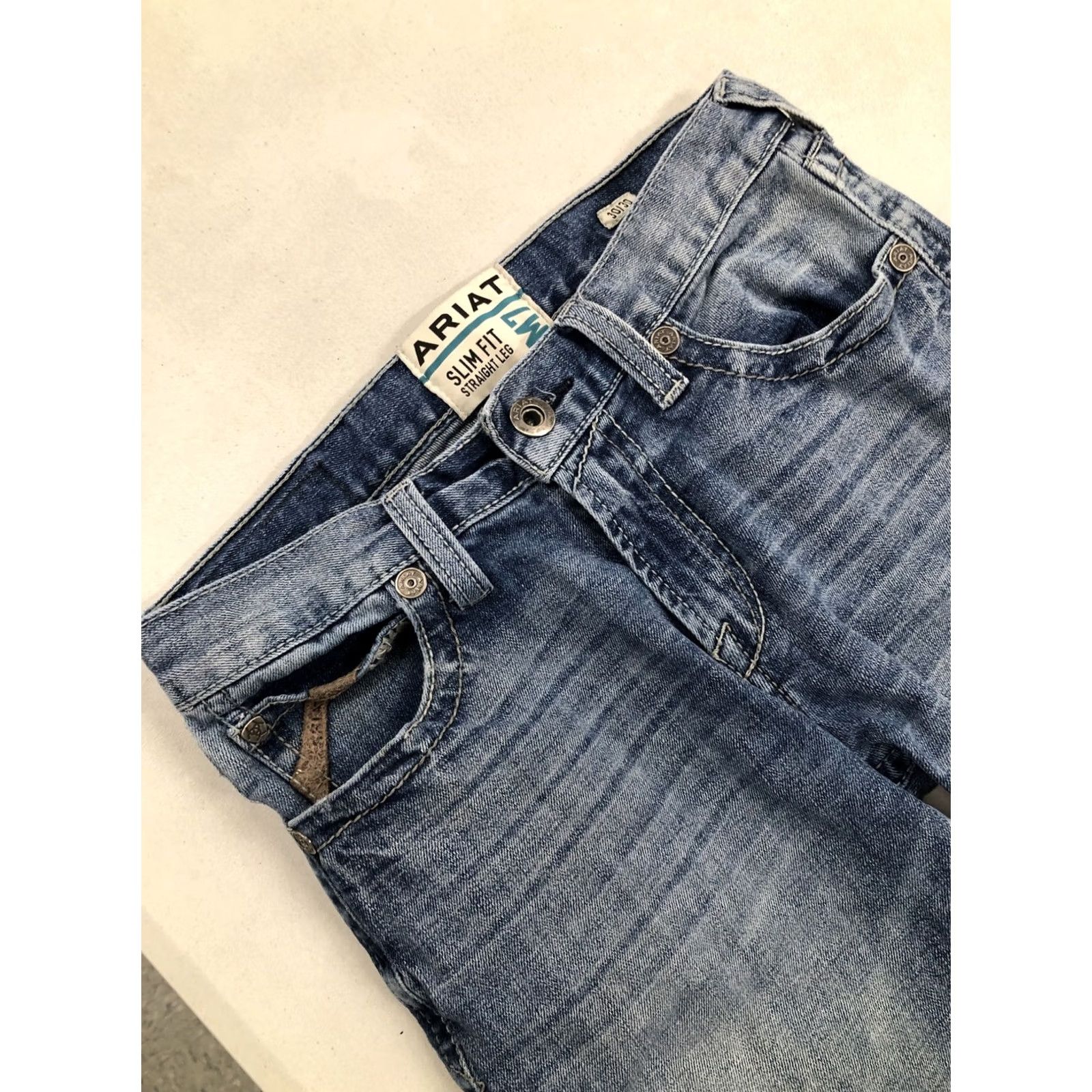 Ariat Ariat M7 Slim Fit Straight Leg Jeans Mens Size 30x29 Blue Denim Light Wash Size US 30 / EU 46 - 2 Thumbnail