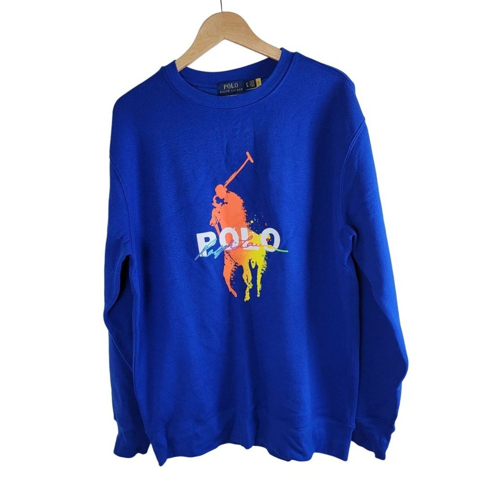 Polo Ralph Lauren Polo Ralph Lauren Blue Paint Splatter Big Pony Sweatshirt Size US L / EU 52-54 / 3 - 1 Thumbnail