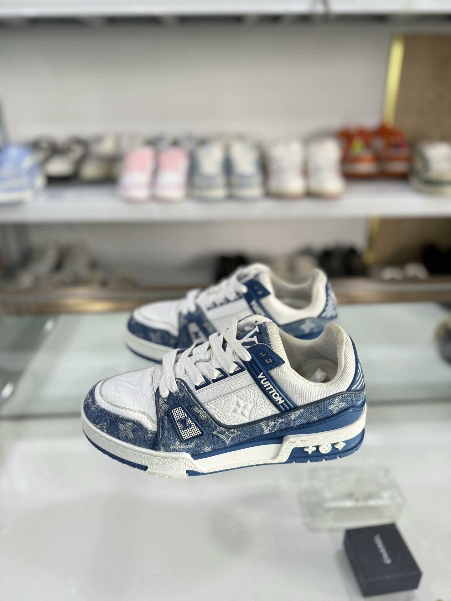 Louis Vuitton Louis Vuitton LV Trainer Blue White Denim 37 Size US 6 / IT 36 - 1 Thumbnail
