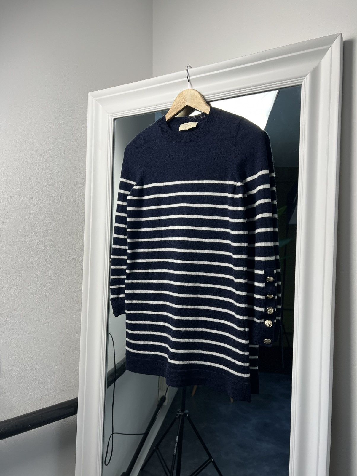 Designer × Sezane Sézane Paola Wool Knit Dress Navy / Ecru Size M Size M / US 6-8 / IT 42-44 - 3 Thumbnail