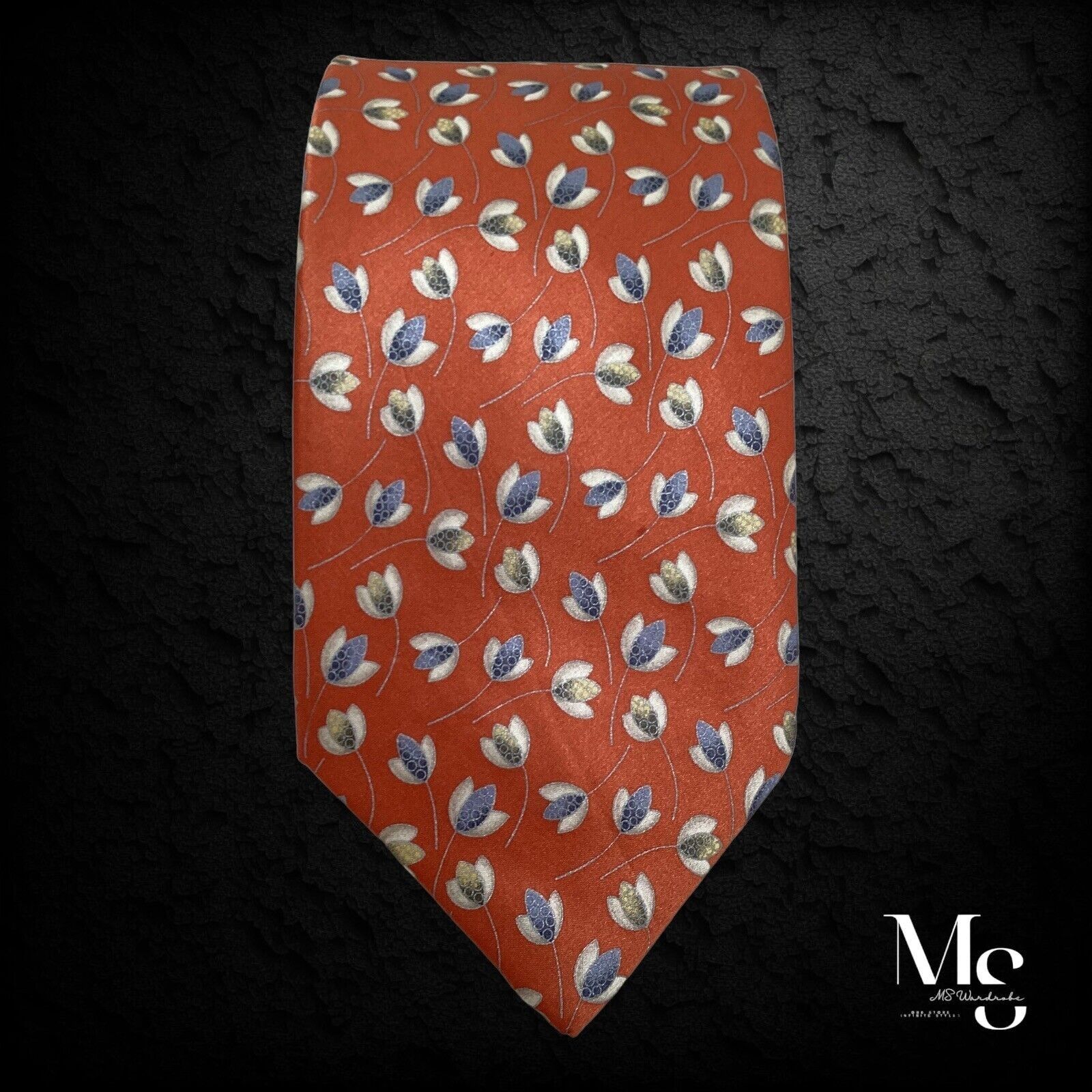 Other ITALO FERRETTI Orange Floral Silk Tie Hand Made In Italy Size ONE SIZE - 6 Thumbnail