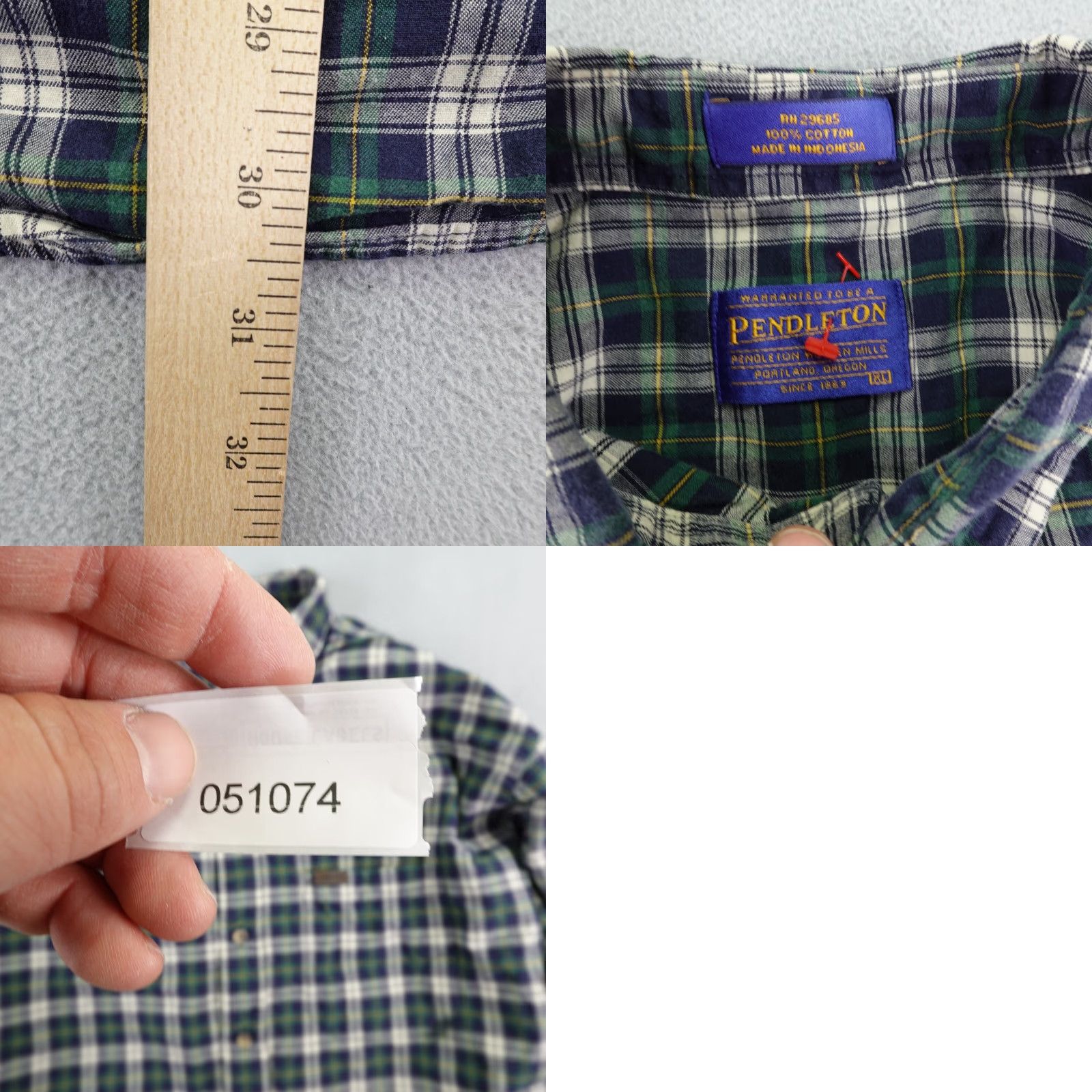 Pendleton VINTAGE Pendleton Men's Shirt XL Green Blue White Plaid Cotton Button-Up Casual Outdoor Size US XL / EU 56 / 4 - 8 Thumbnail
