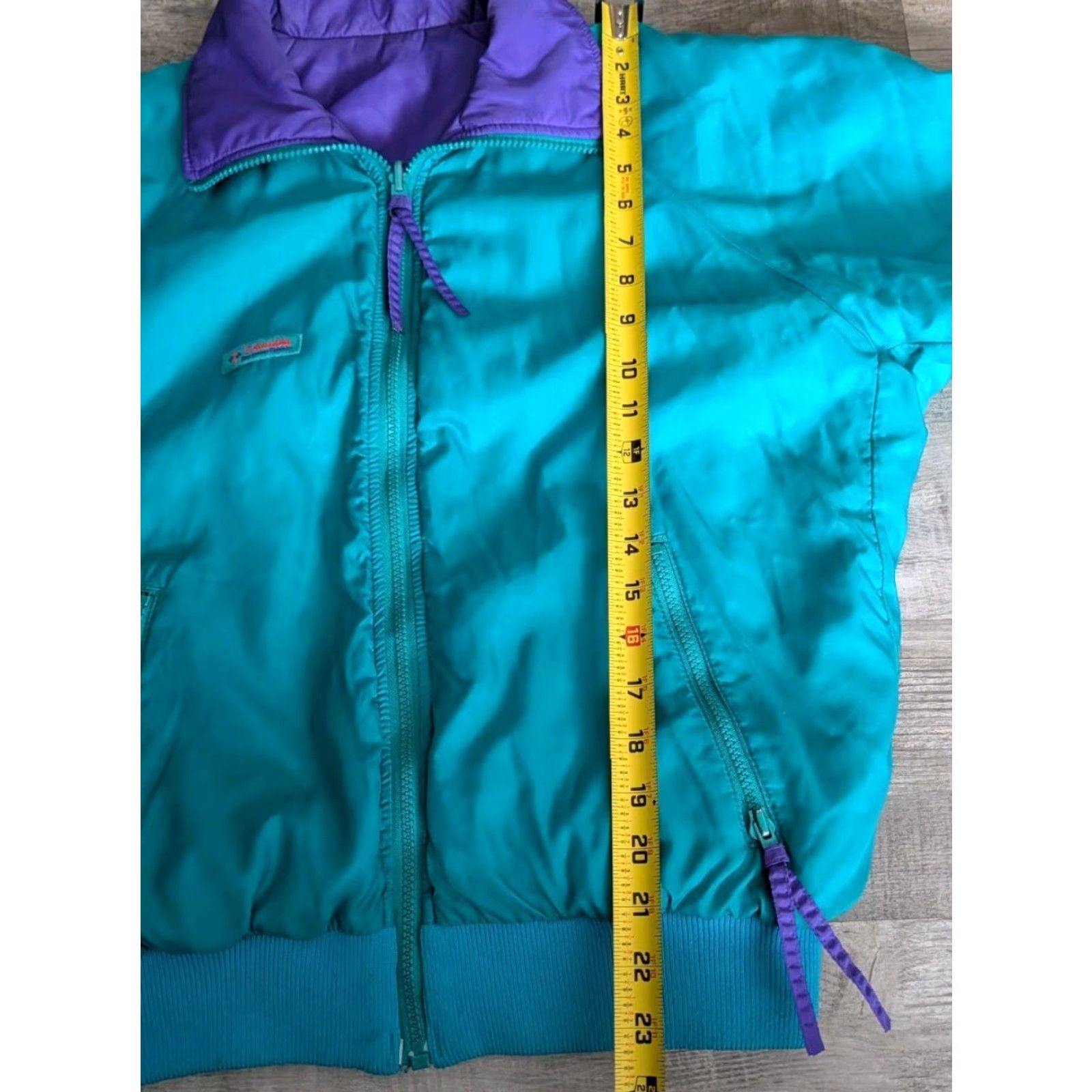 AQUA Vtg Columbia Jacket Women M Reversible Color-Block Purple Aqua Insulated Windbreaker Mid-Length Size M / US 6-8 / IT 42-44 - 7 Thumbnail