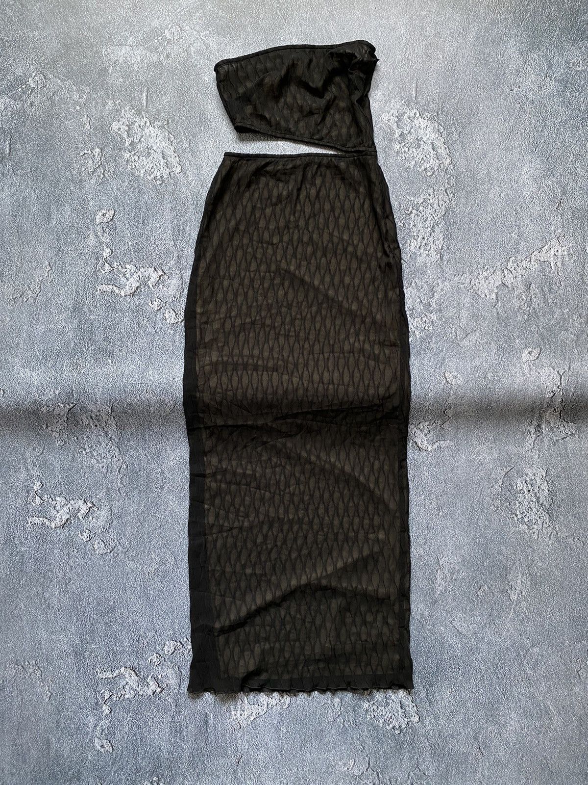 Designer MESHKI CHRISTINE WAVE PLEAT MAXI DRESS WITH CUT OUT BLACK Size XXS / US 00 / IT 34 - 6 Thumbnail