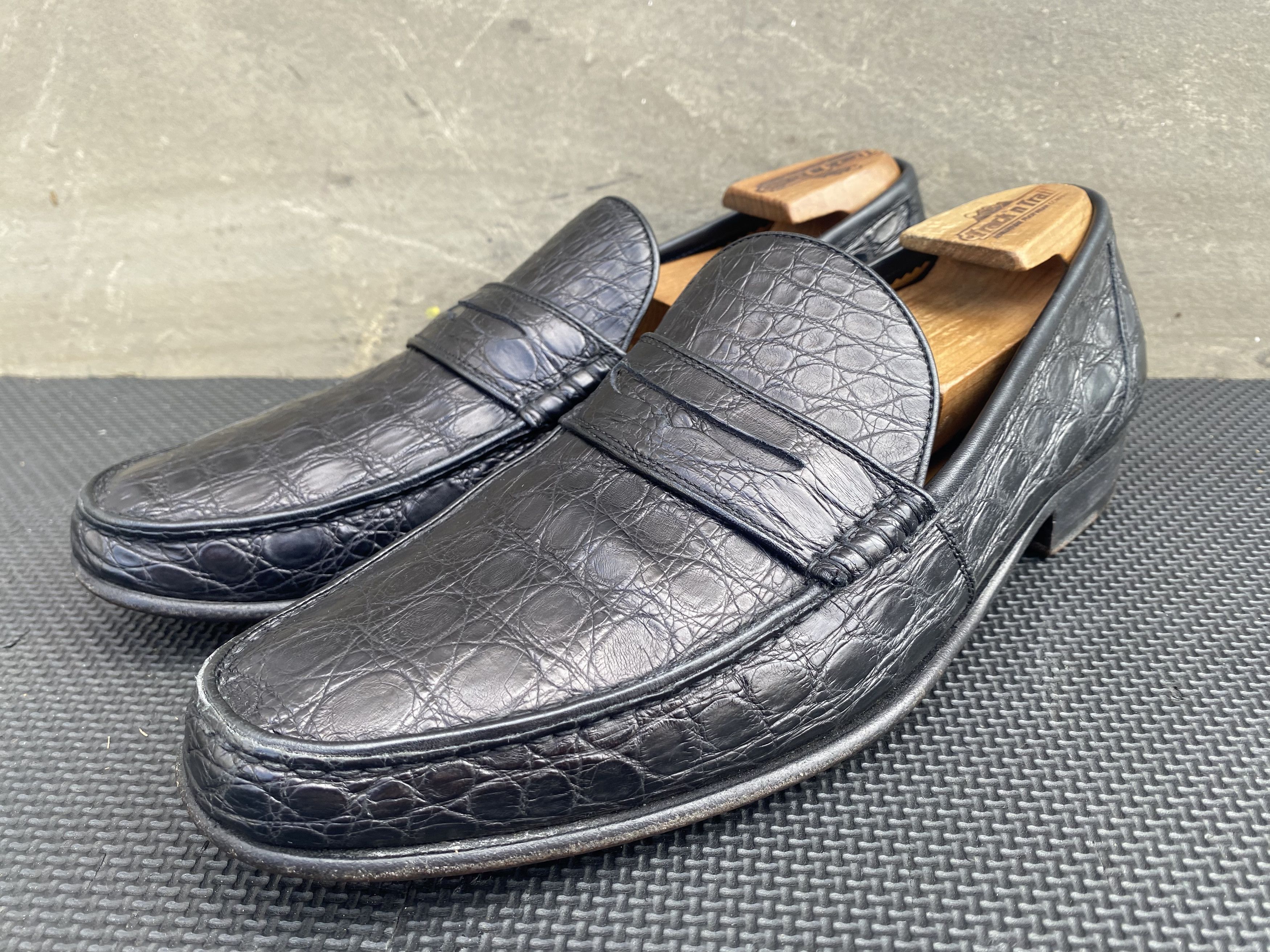 Testoni a.testoni Black Exotic leather penny loafer Crocodile Size US 9.5 / EU 42-43 - 3 Thumbnail
